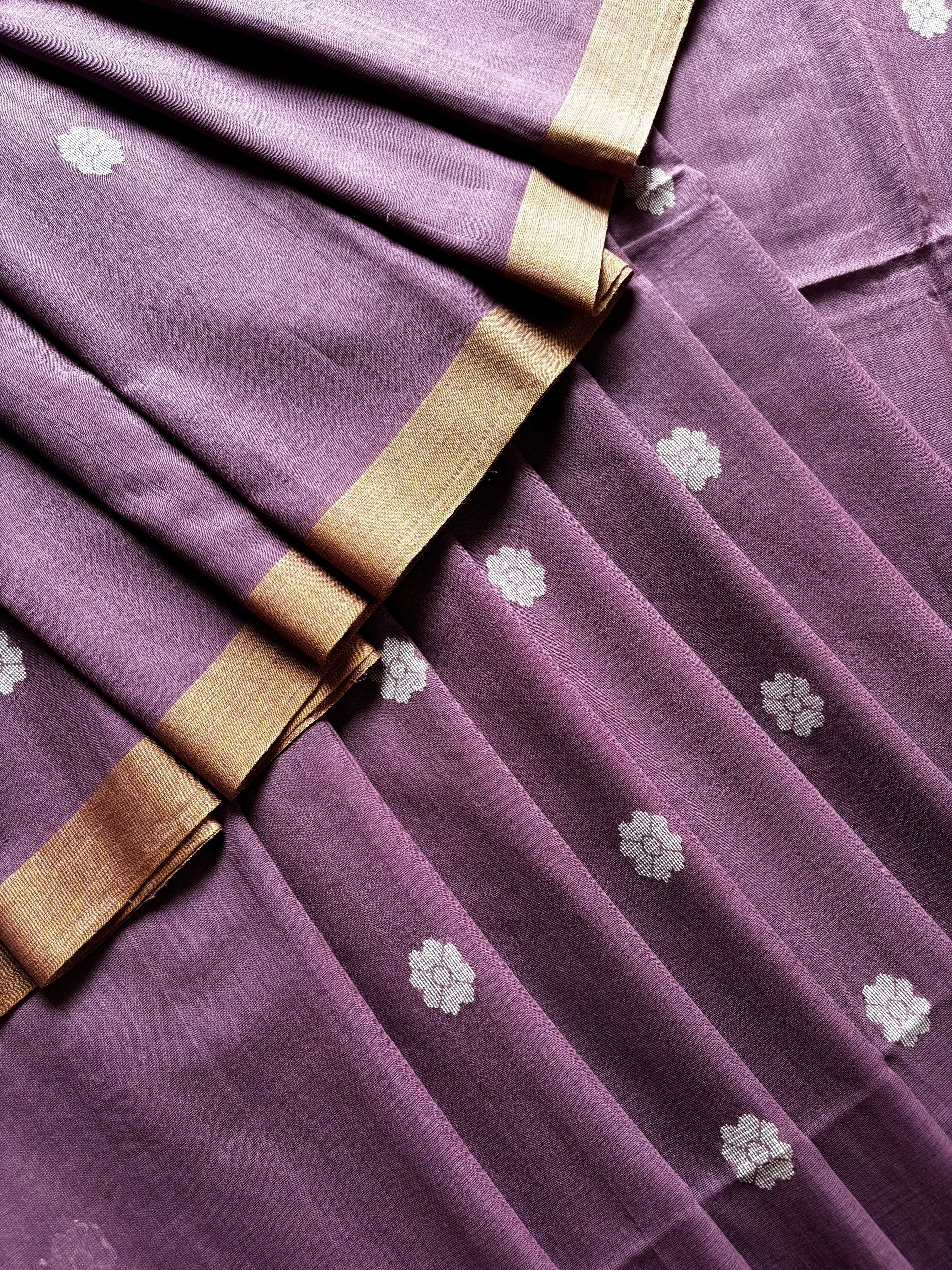 Handwoven Light Mauve Cotton Jamdani Saree