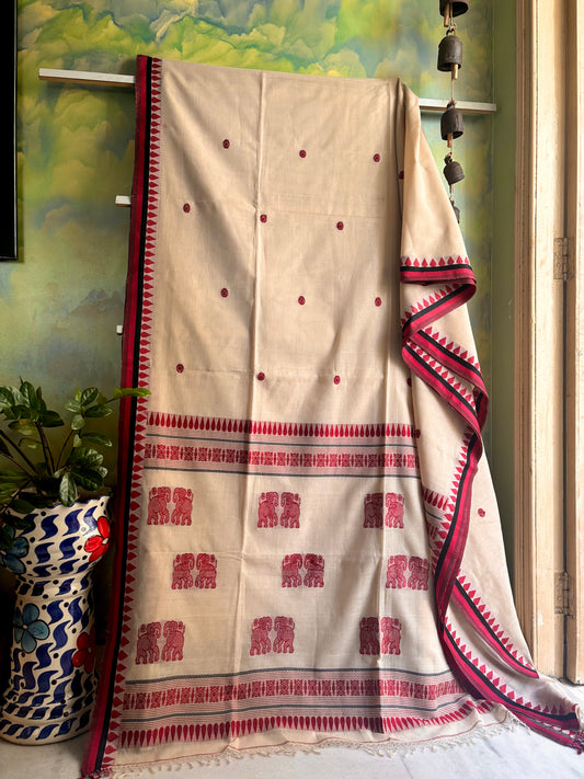 Handwoven Beige Colour Phulia Cotton Saree