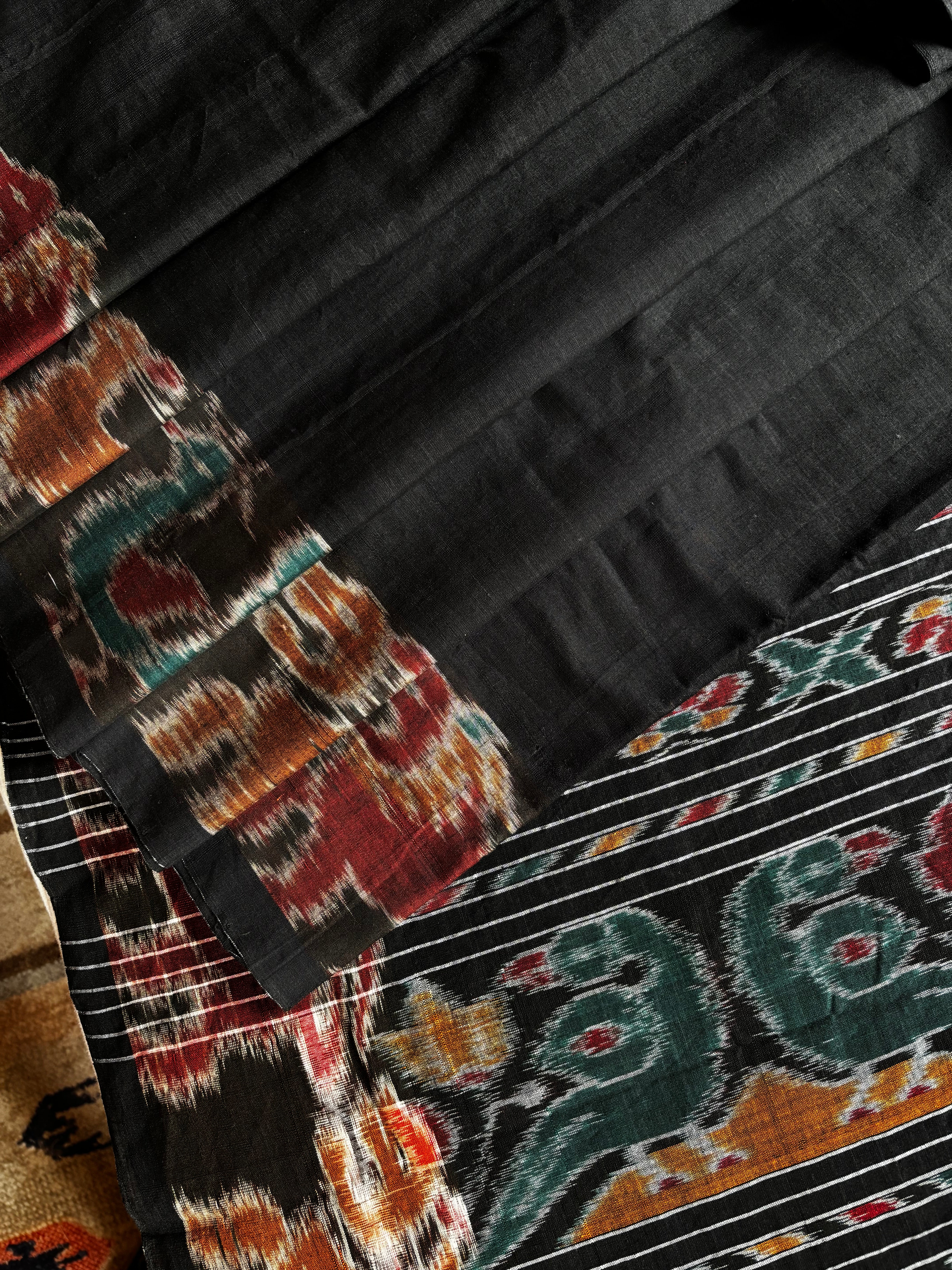 Handwoven Black Odisha Ikkat Cotton Saree