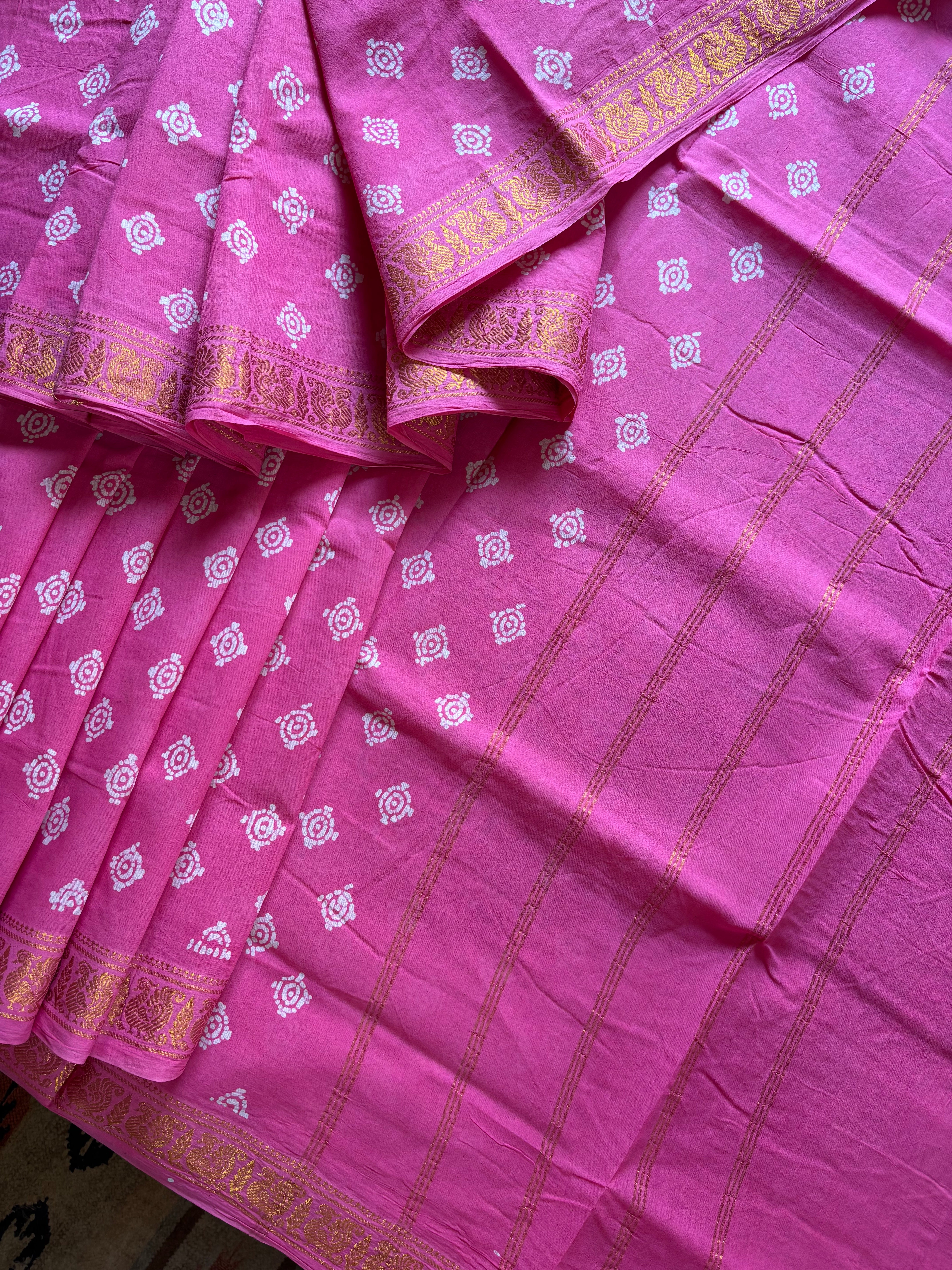 Pink Colour Cotton Sungudi Saree