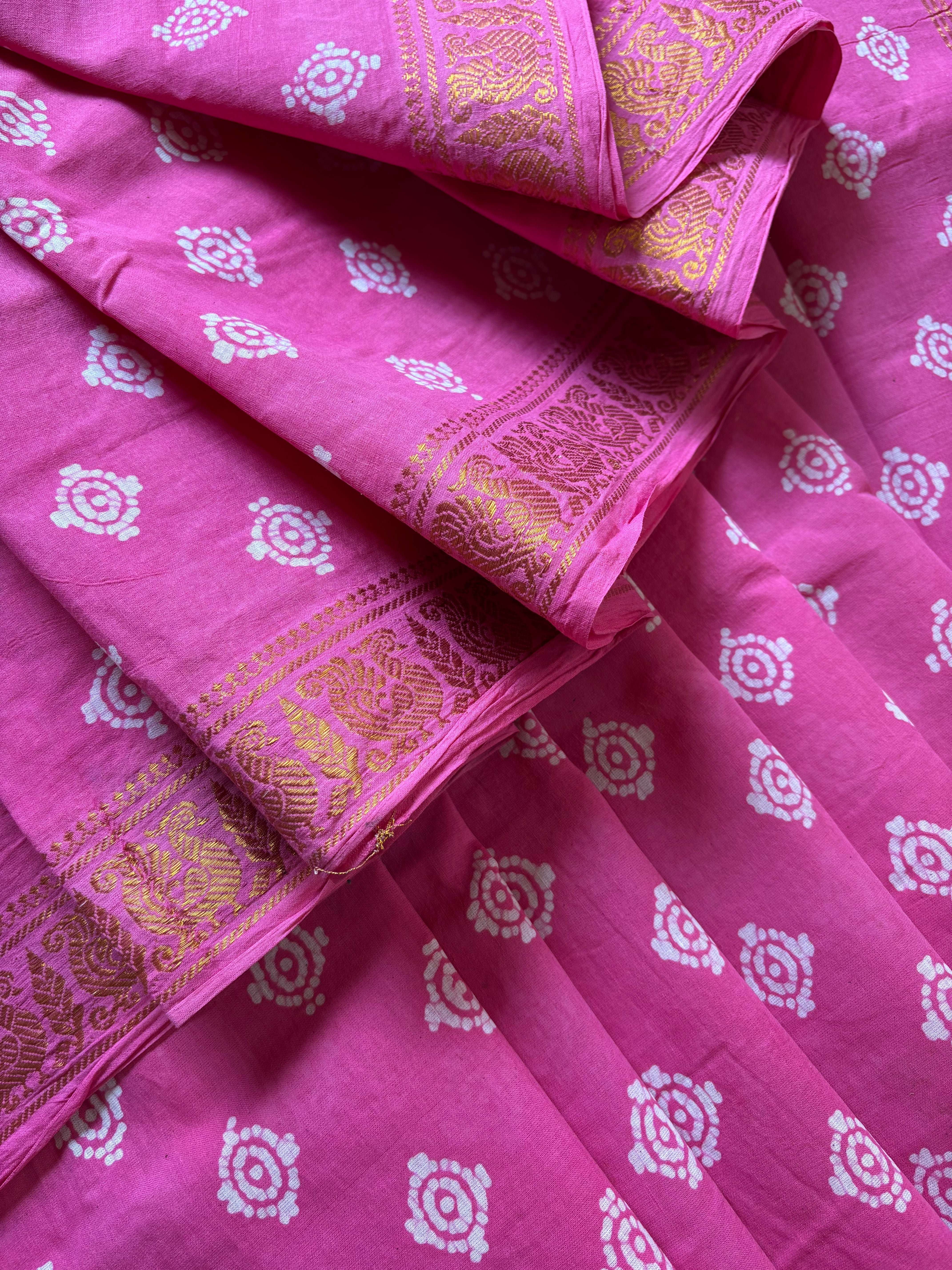 Pink Colour Cotton Sungudi Saree