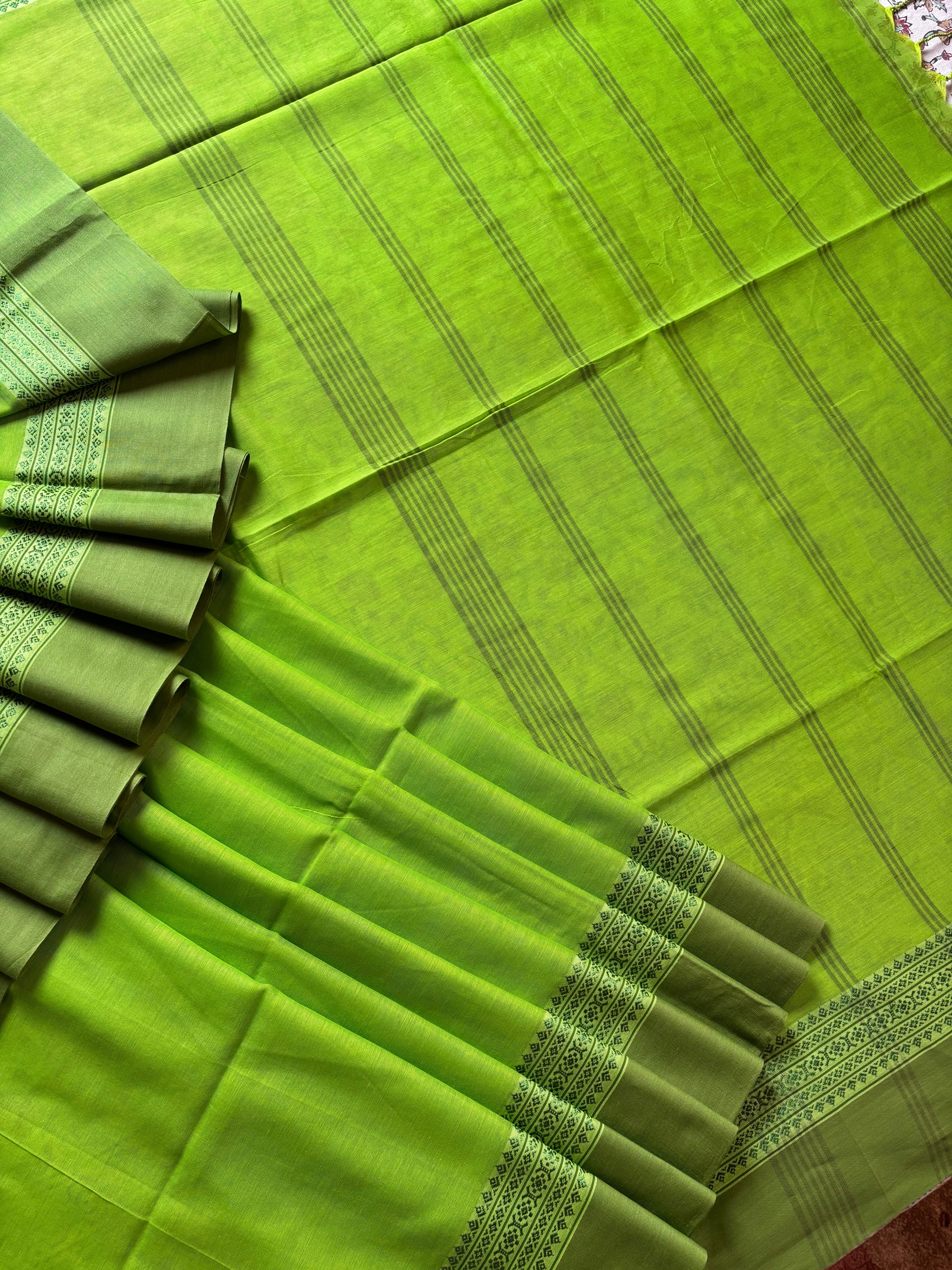 Handwoven Green Colour Phulia Cotton Saree