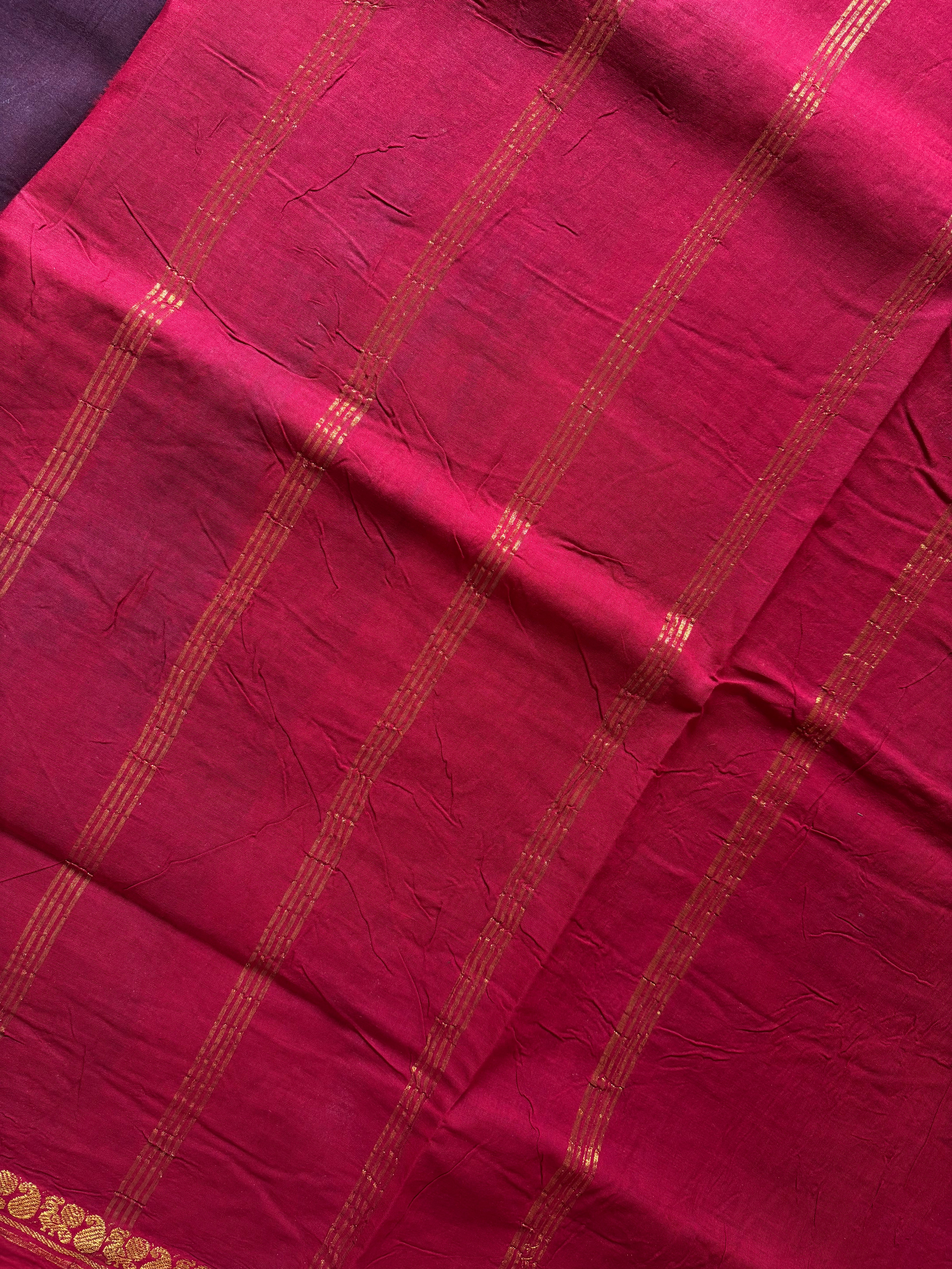 Dark Brown Cotton Sungudi Saree