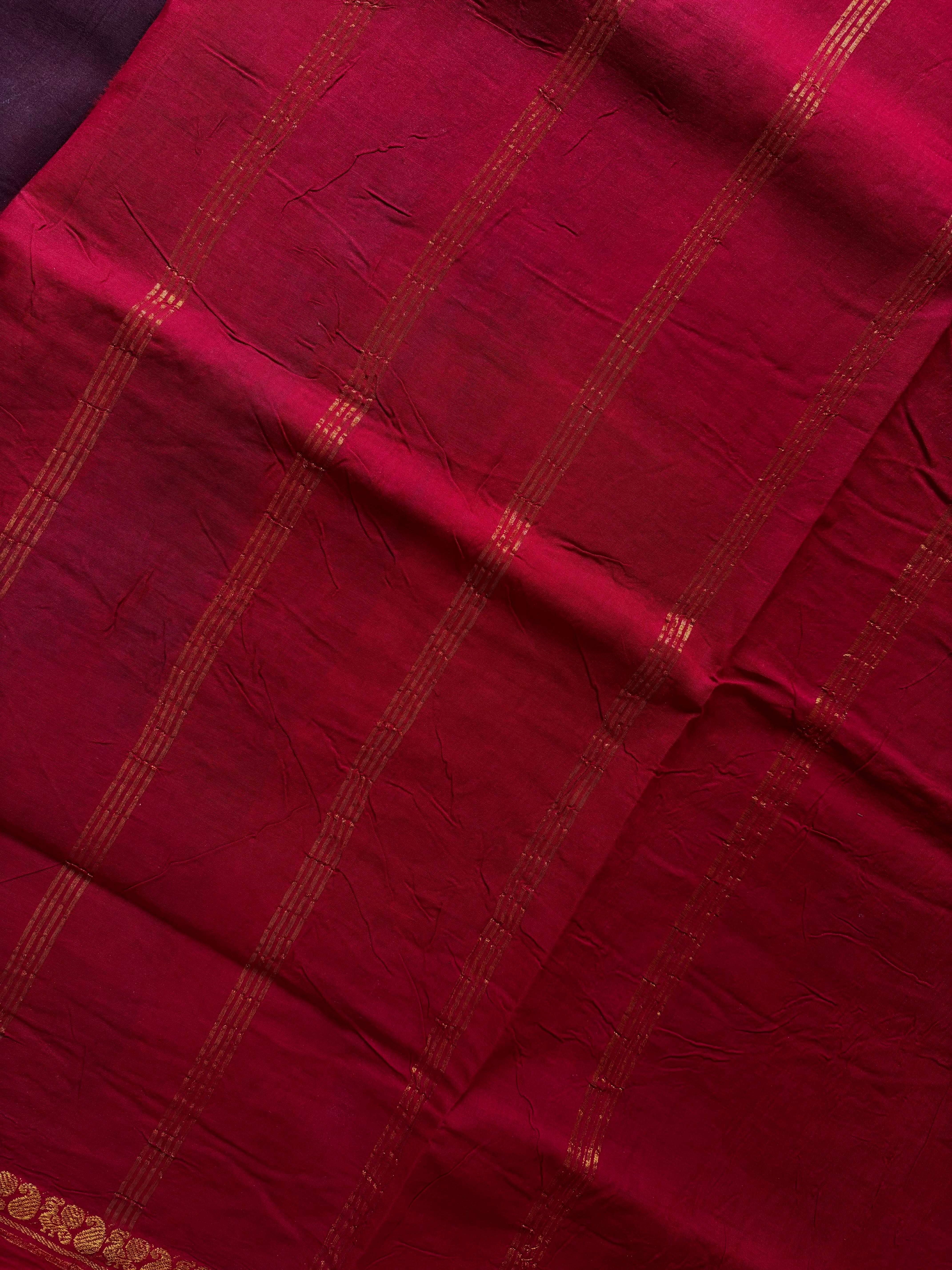 Dark Brown Cotton Sungudi Saree