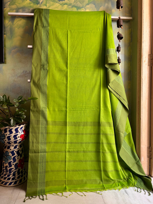 Handwoven Green Colour Phulia Cotton Saree