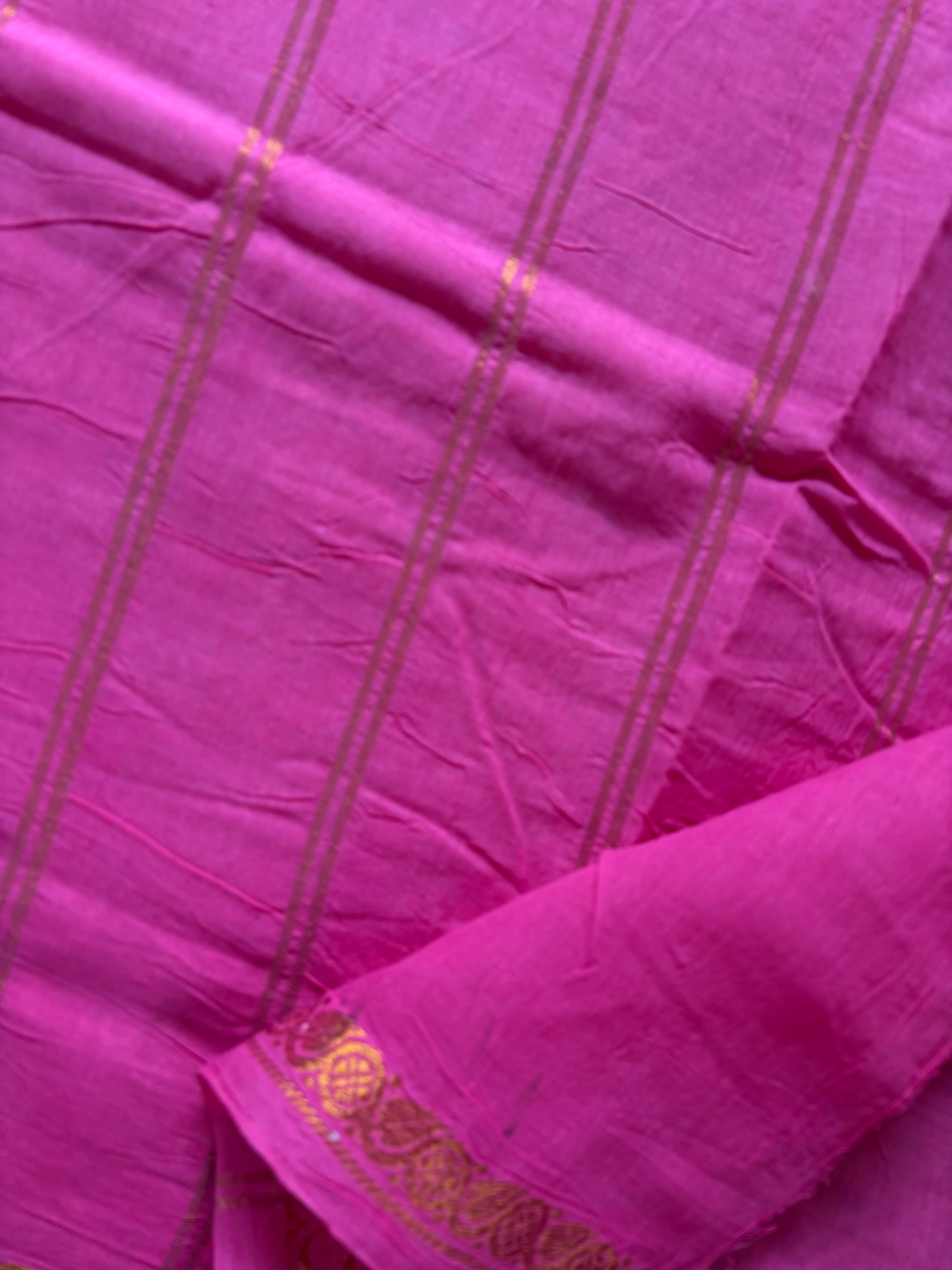 Pink Cotton Sungudi Saree