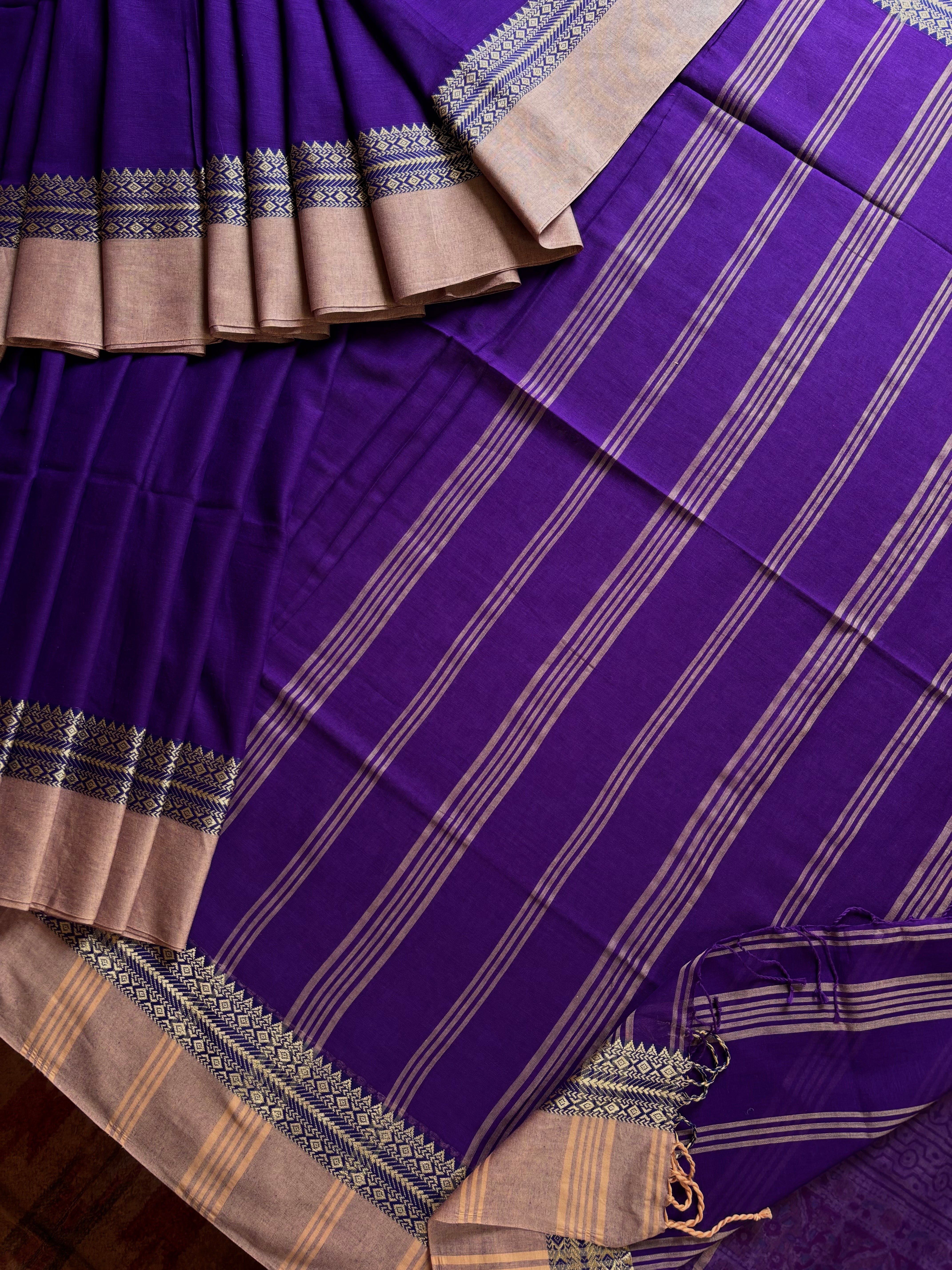 Handwoven Purple Colour Phulia Cotton Saree