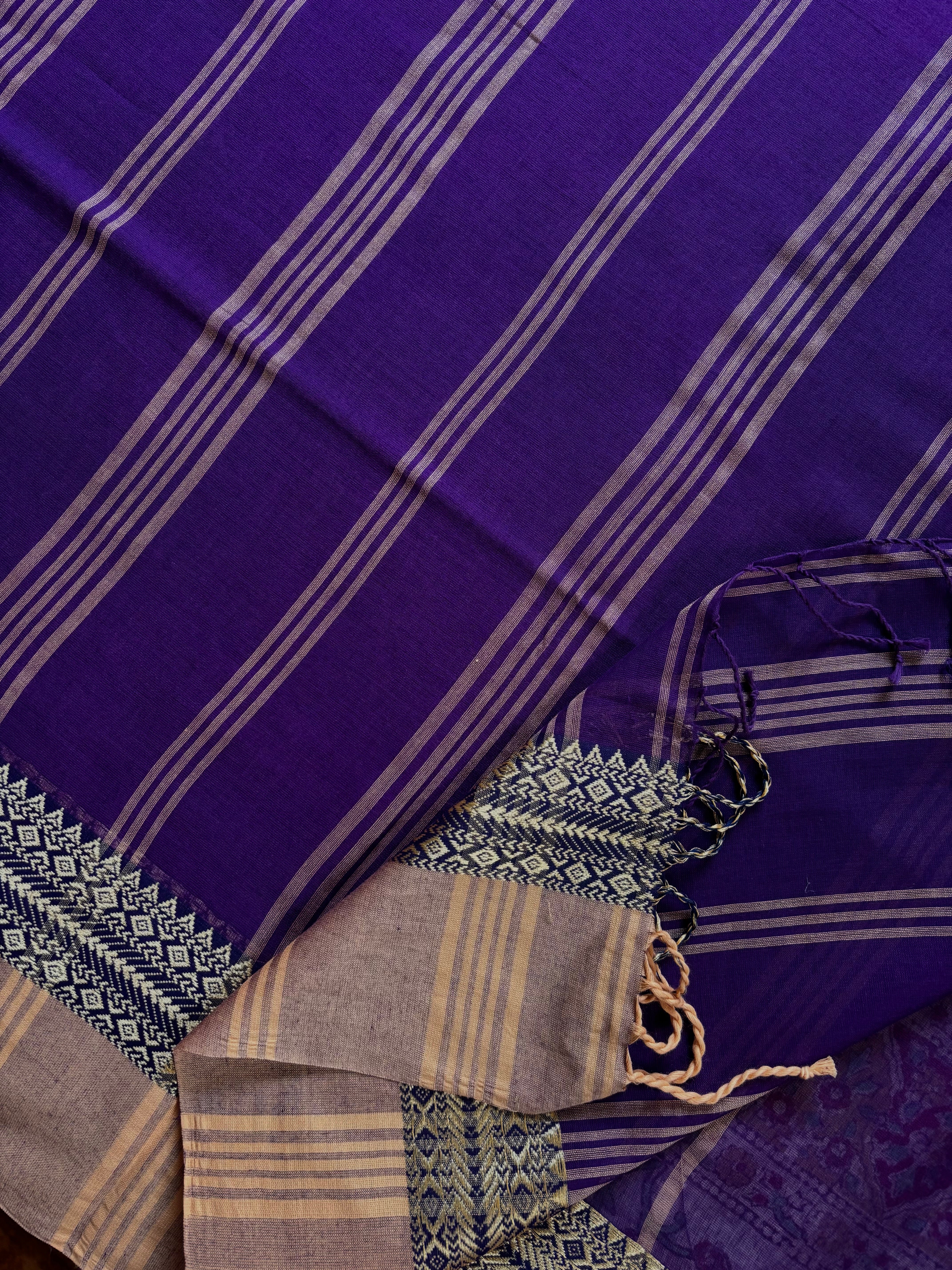 Handwoven Purple Colour Phulia Cotton Saree