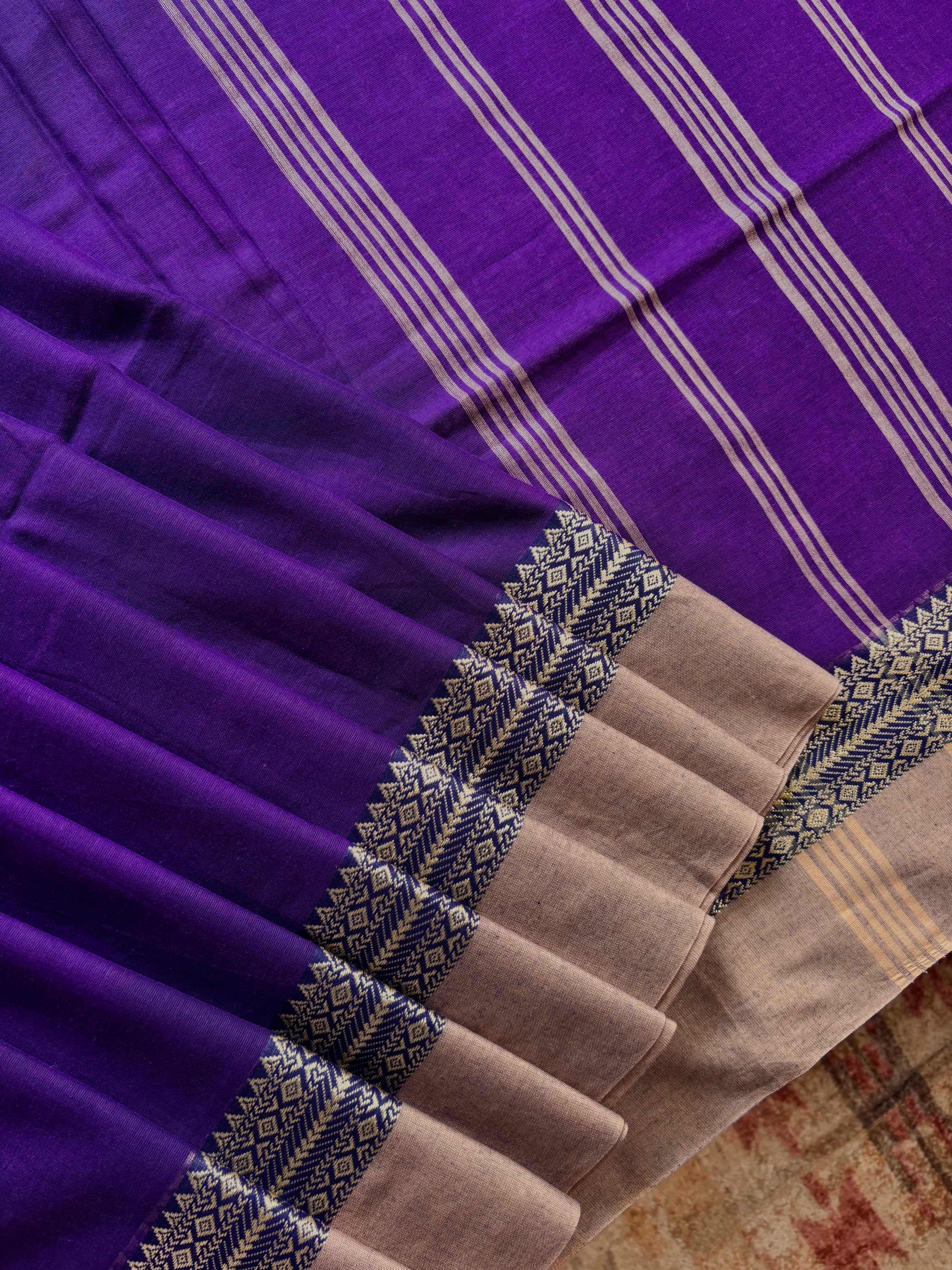 Handwoven Purple Colour Phulia Cotton Saree
