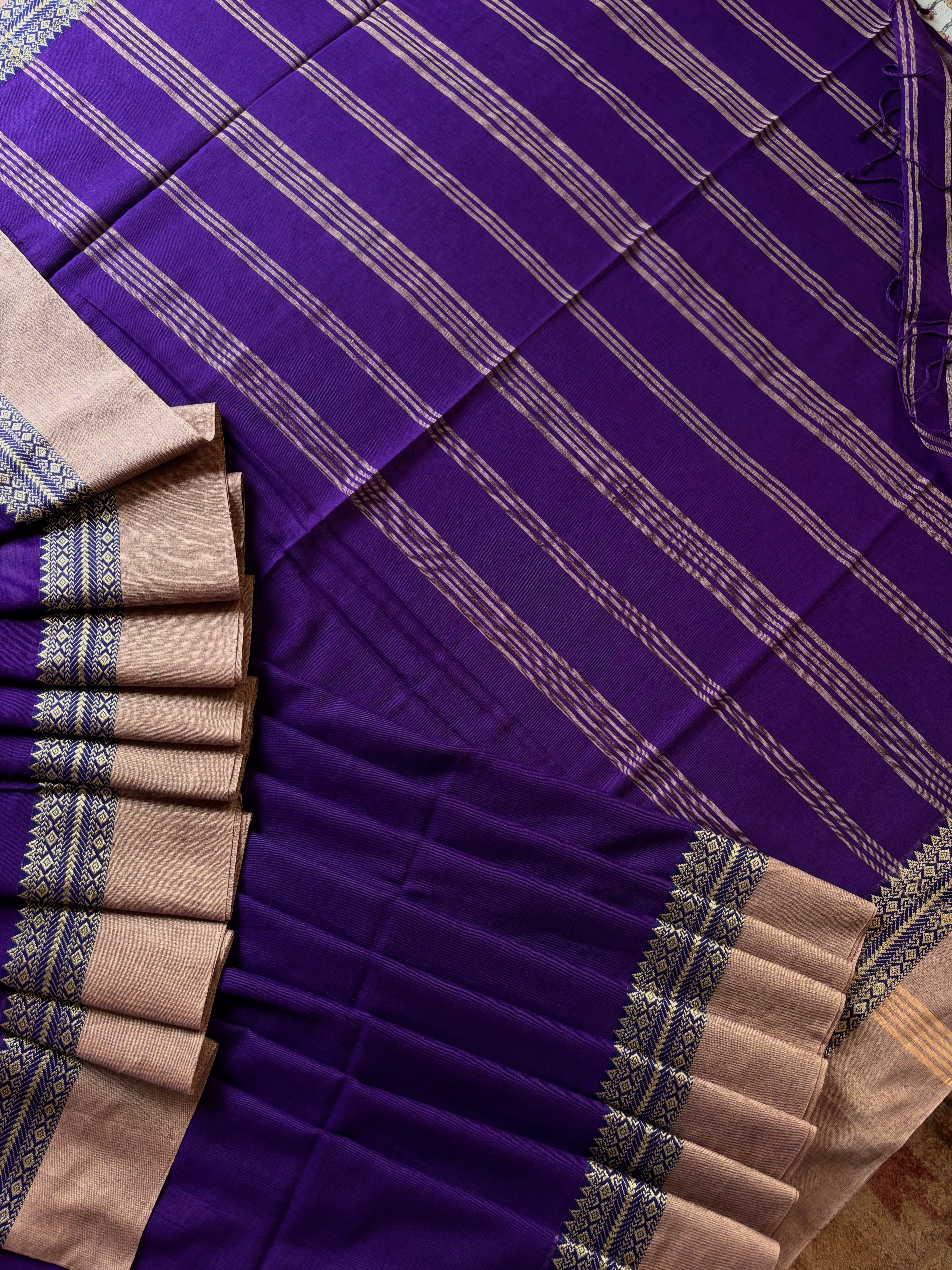 Handwoven Purple Colour Phulia Cotton Saree