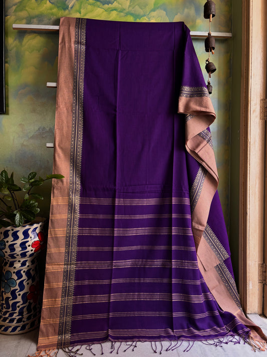 Handwoven Purple Colour Phulia Cotton Saree