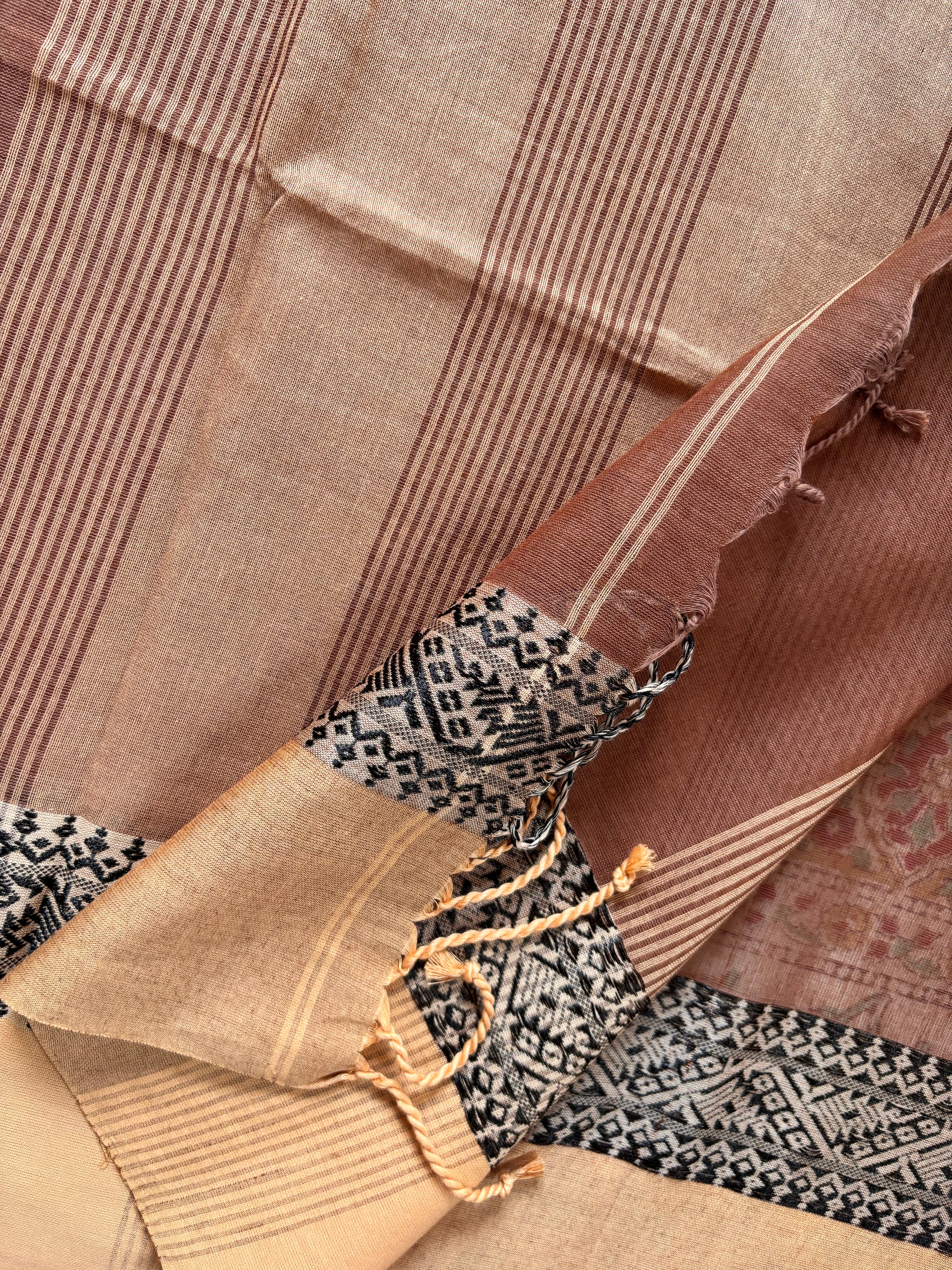 Handwoven Light Brown Colour Phulia Cotton Saree