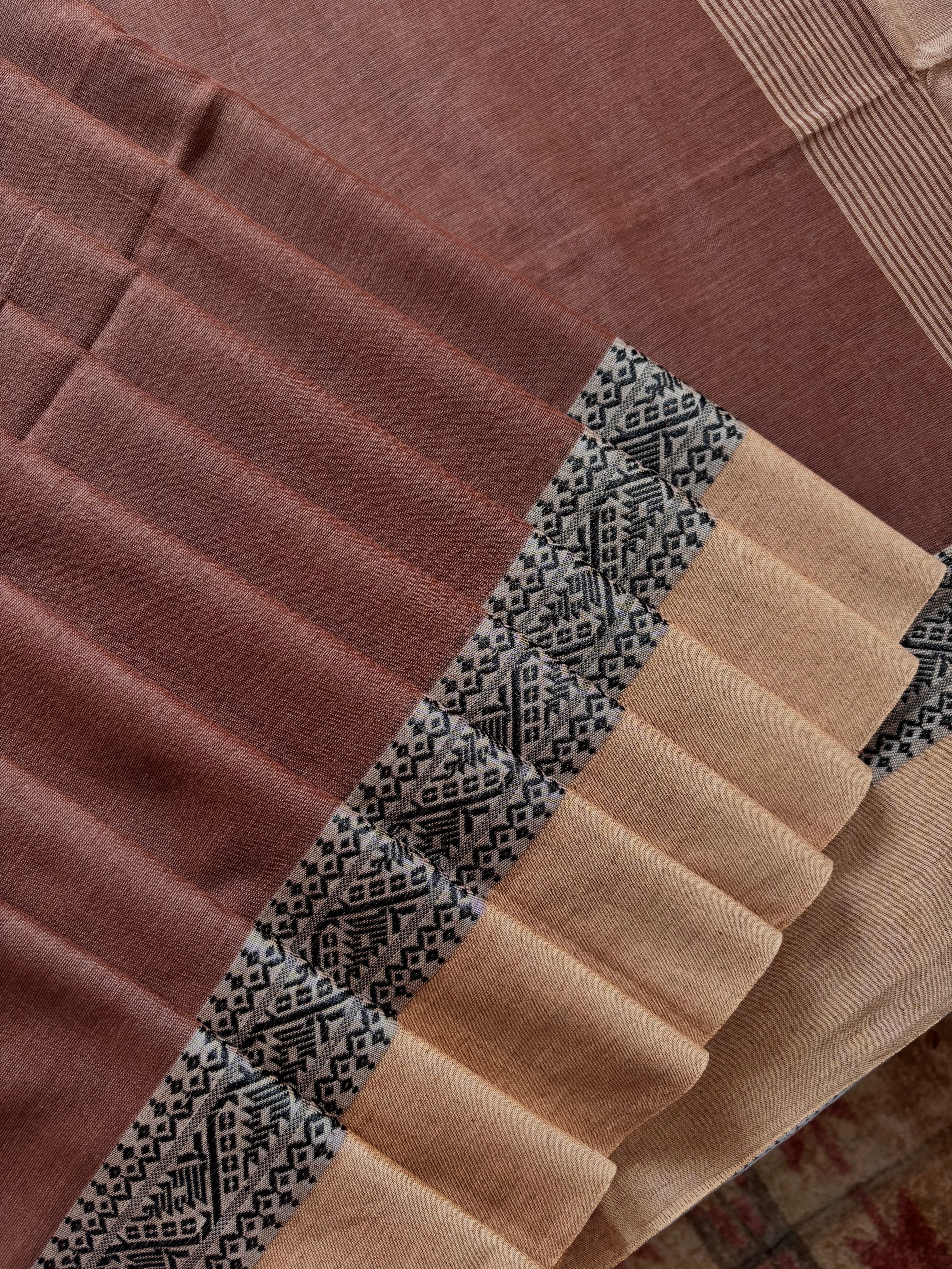 Handwoven Light Brown Colour Phulia Cotton Saree