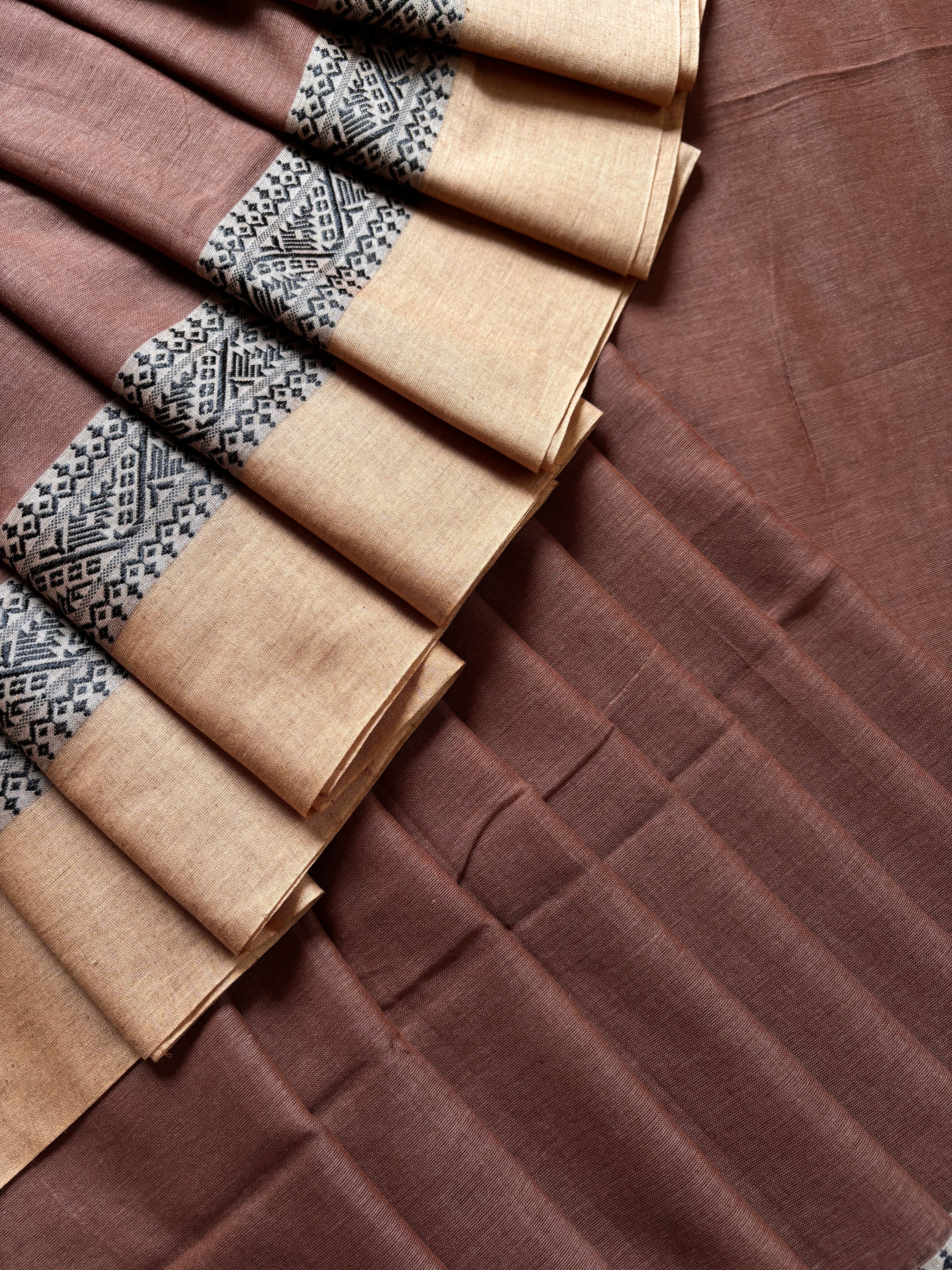 Handwoven Light Brown Colour Phulia Cotton Saree