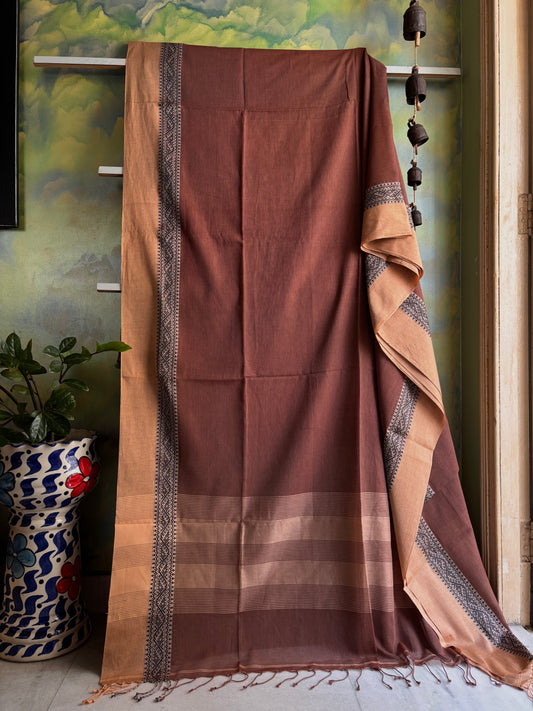 Handwoven Light Brown Colour Phulia Cotton Saree