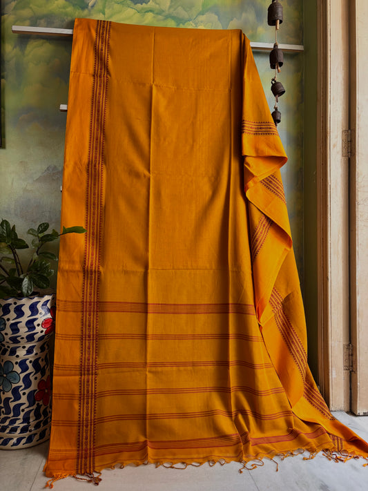 Handwoven Mustard Yellow Colour Phulia Cotton Saree