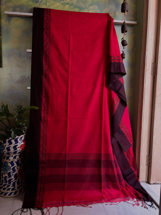 Handwoven Red Colour Phulia Cotton Saree