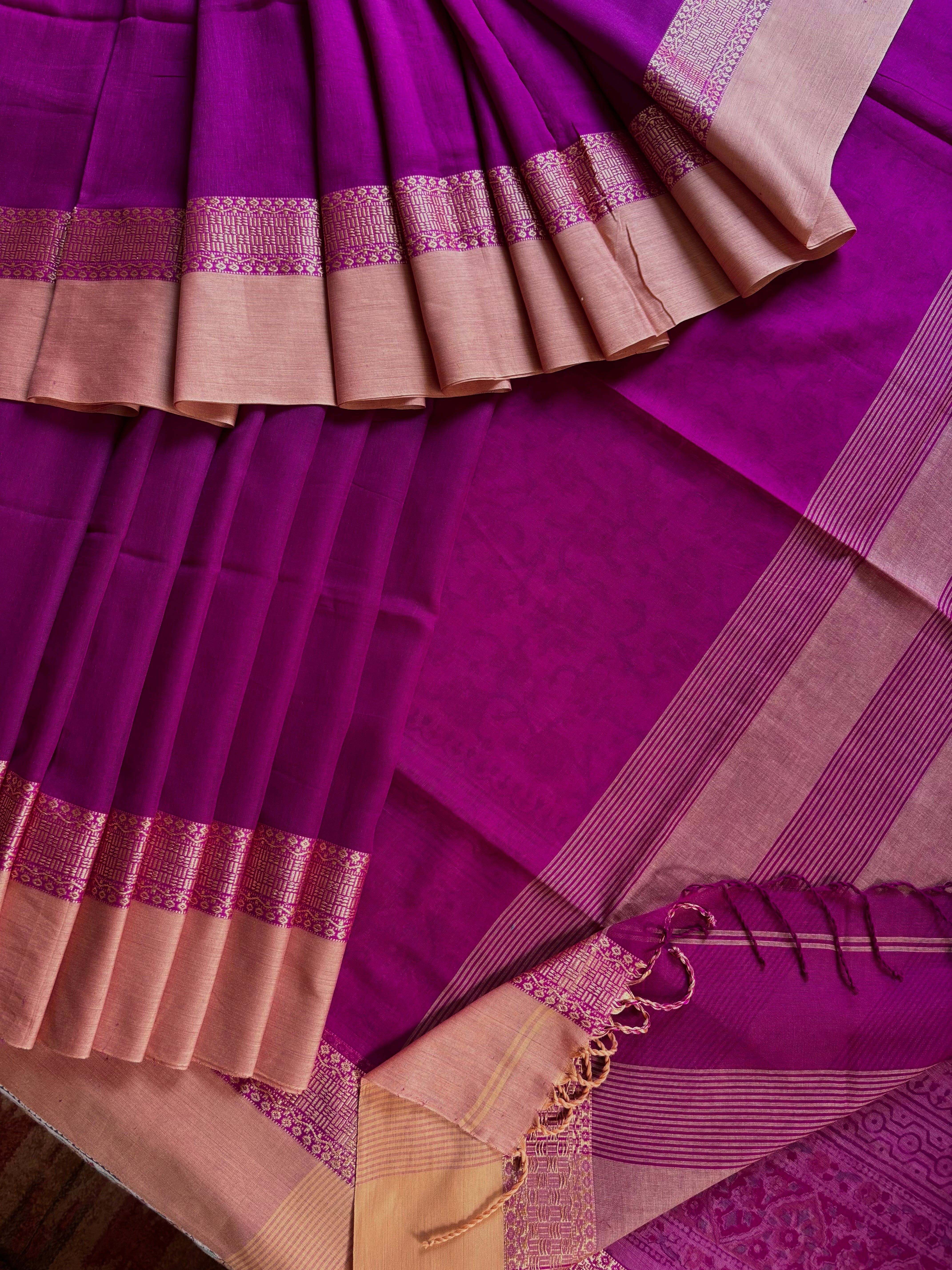 Handwoven Magenta Colour Phulia Cotton Saree