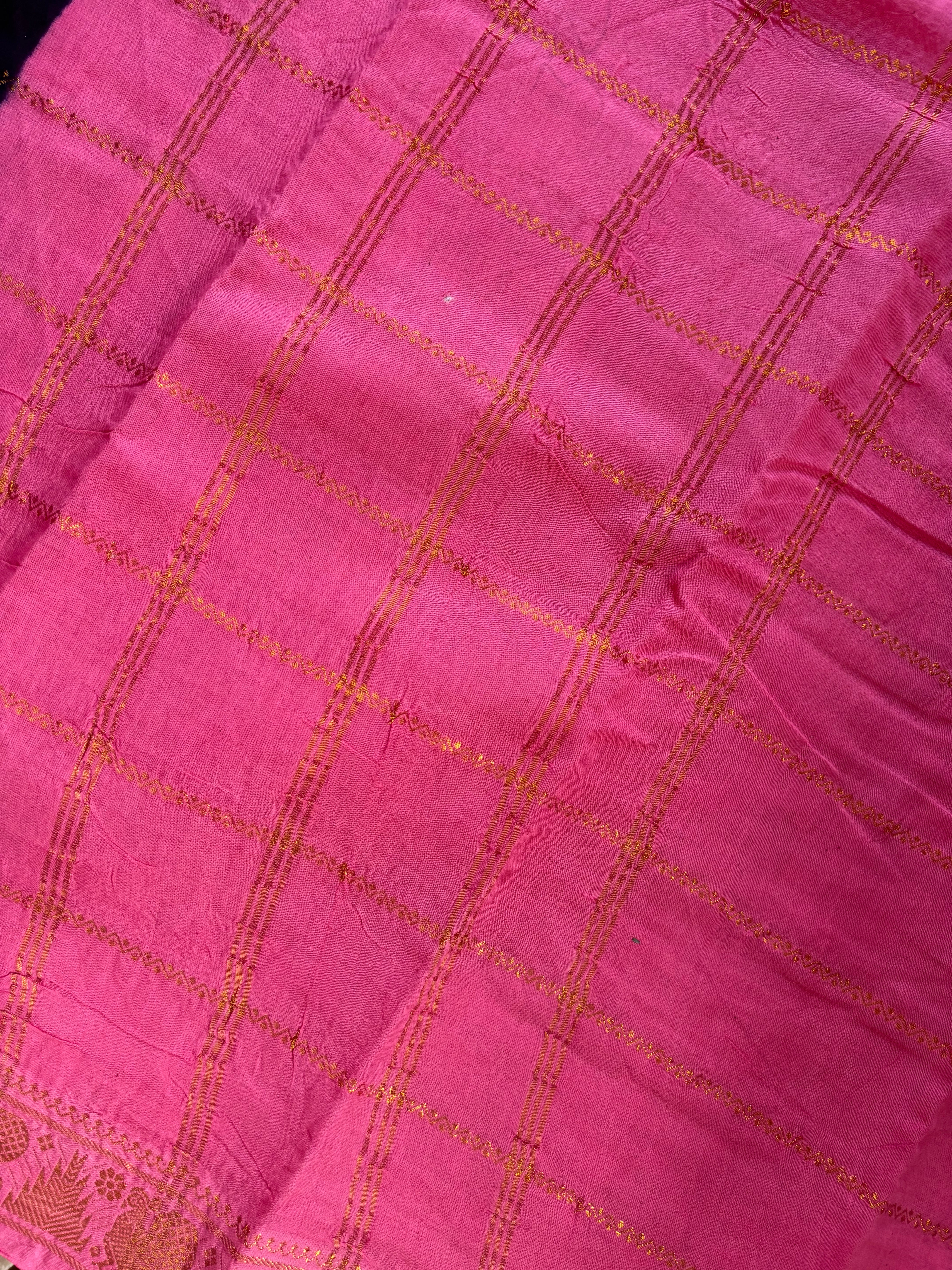 Black Pink Cotton Sungudi Saree