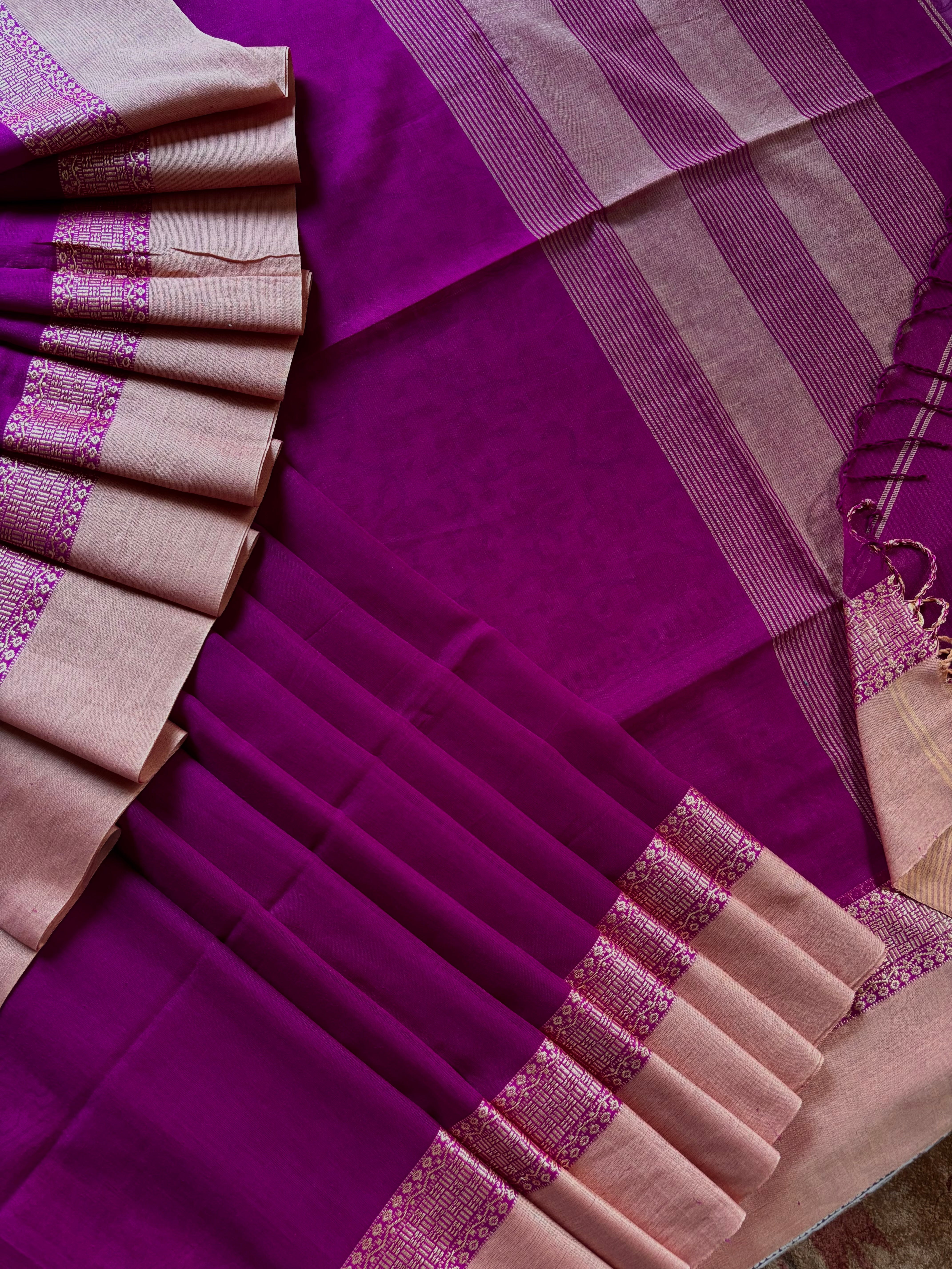 Handwoven Magenta Colour Phulia Cotton Saree