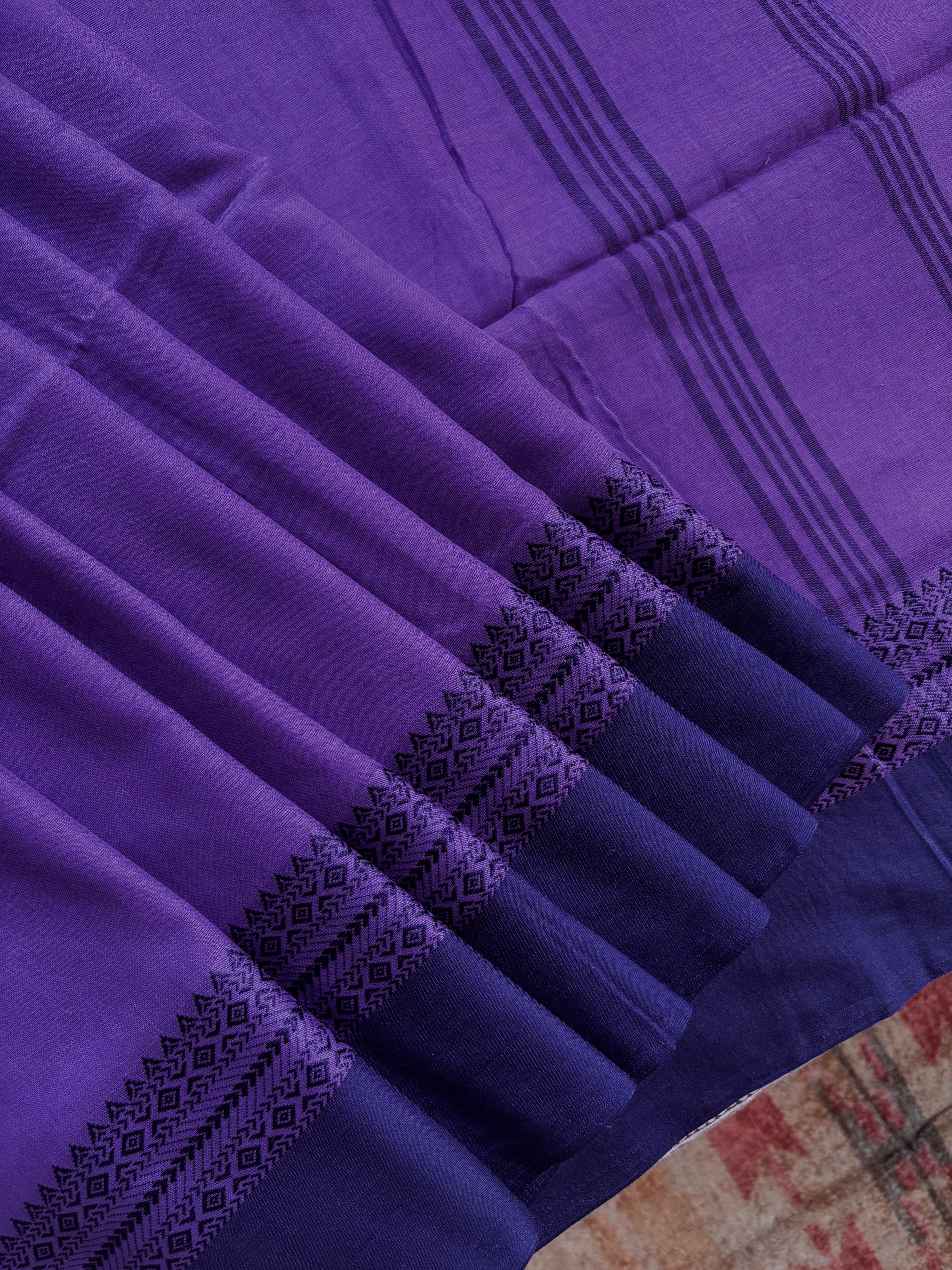 Handwoven Dusty Lavender Colour Phulia Cotton Saree