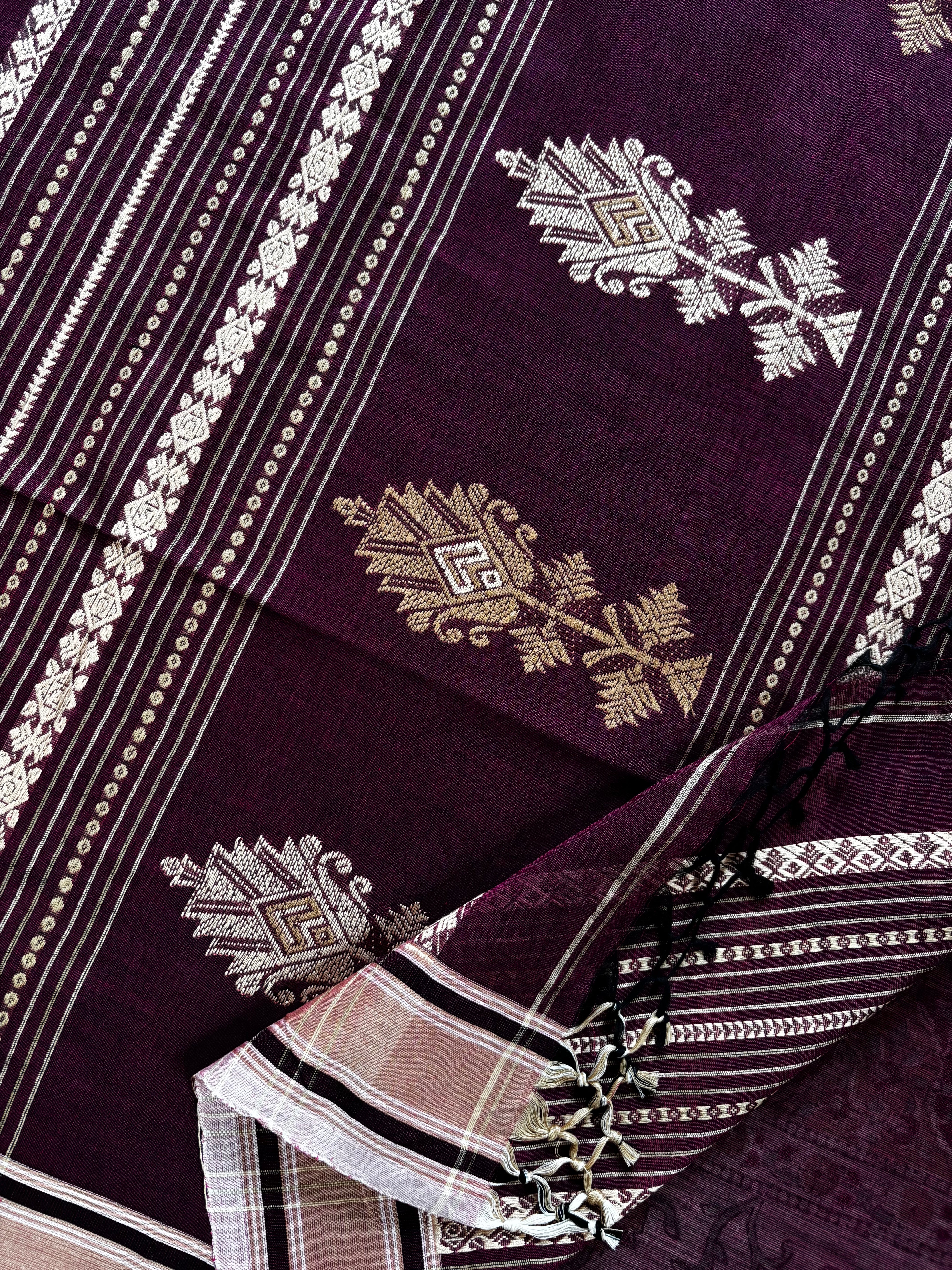 Handwoven Purple Colour Phulia Cotton Saree