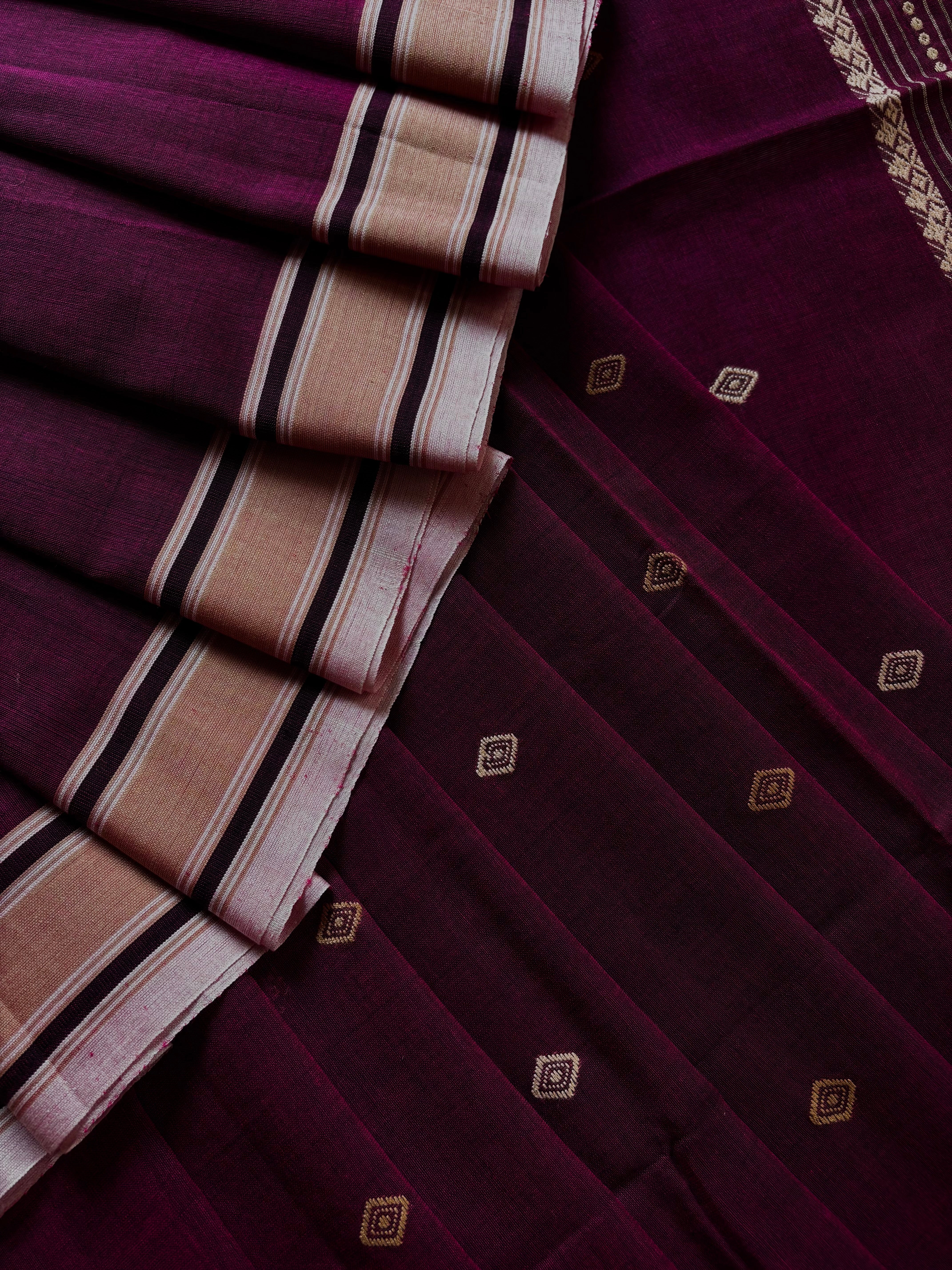 Handwoven Purple Colour Phulia Cotton Saree