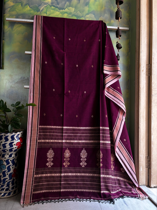 Handwoven Purple Colour Phulia Cotton Saree
