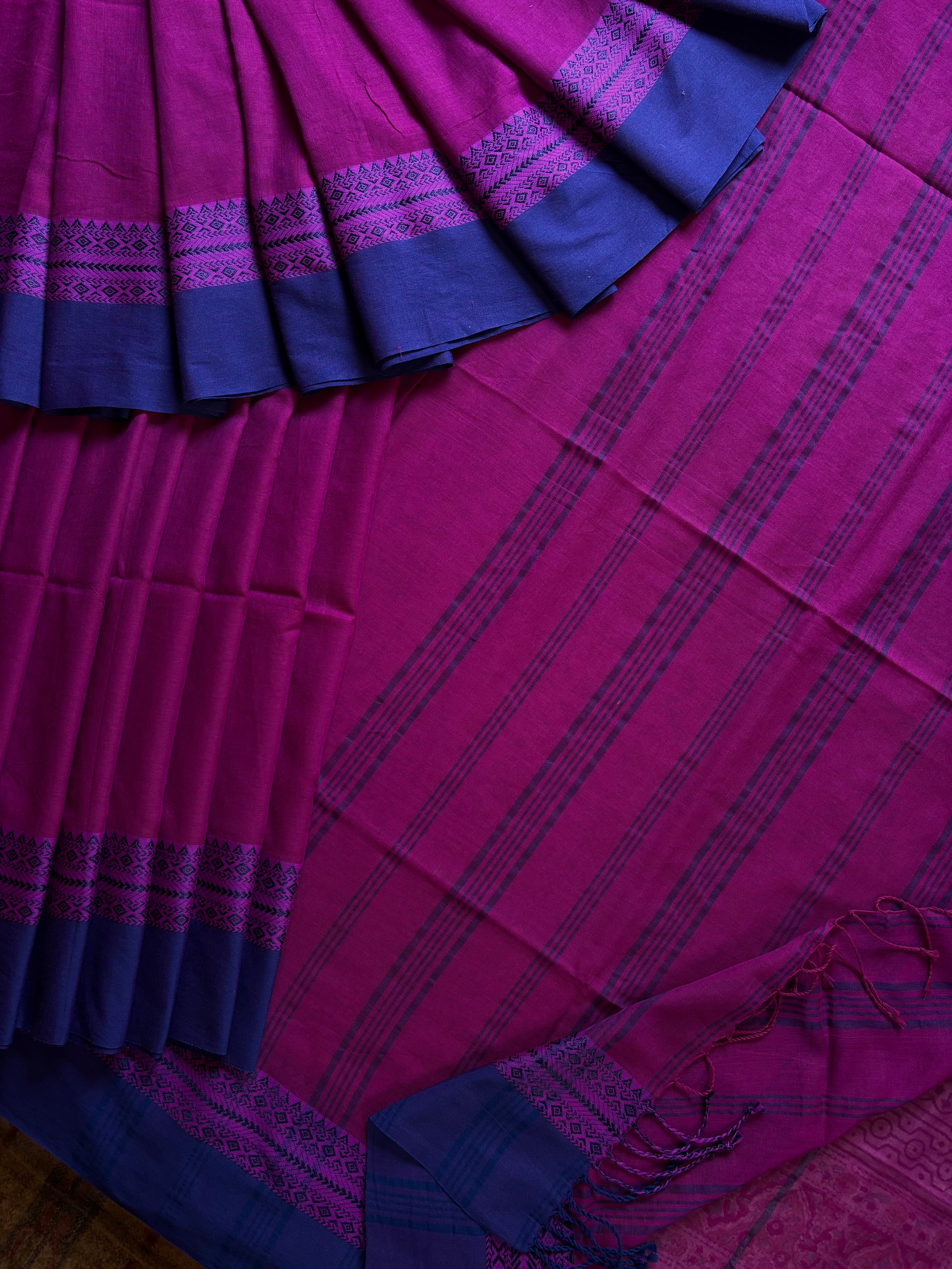 Handwoven Purplish Pink Colour Phulia Cotton Saree