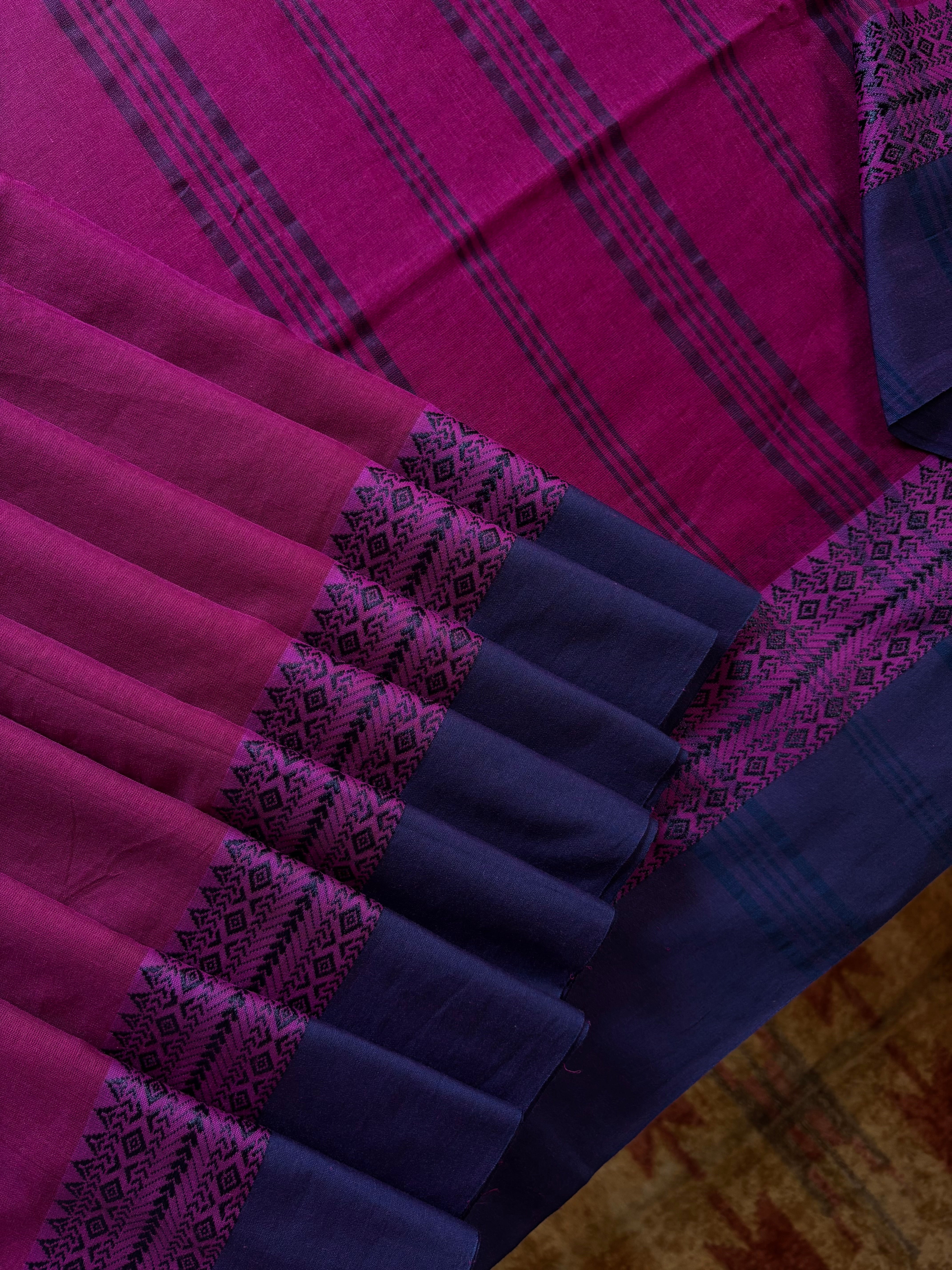 Handwoven Purplish Pink Colour Phulia Cotton Saree