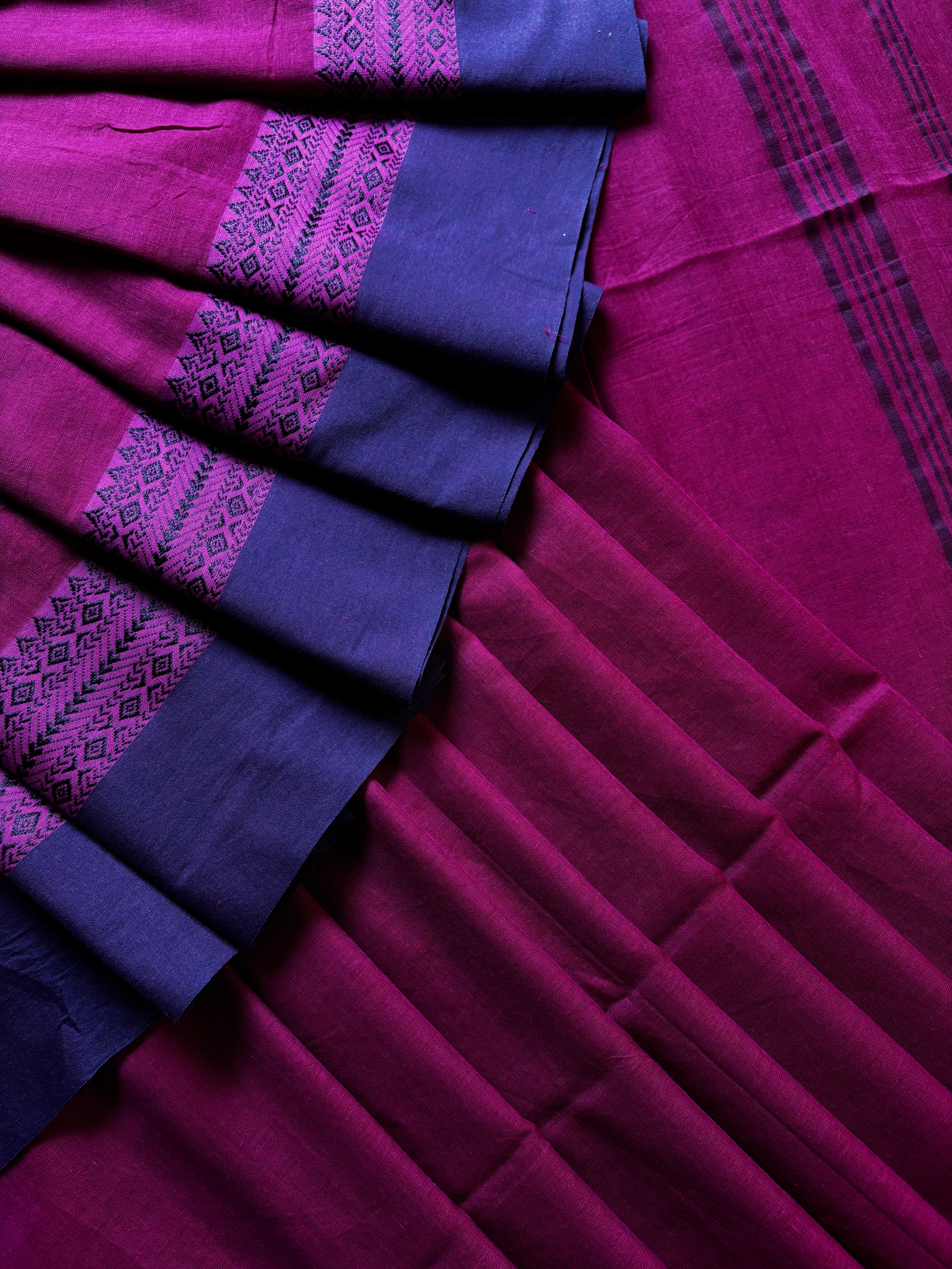 Handwoven Purplish Pink Colour Phulia Cotton Saree