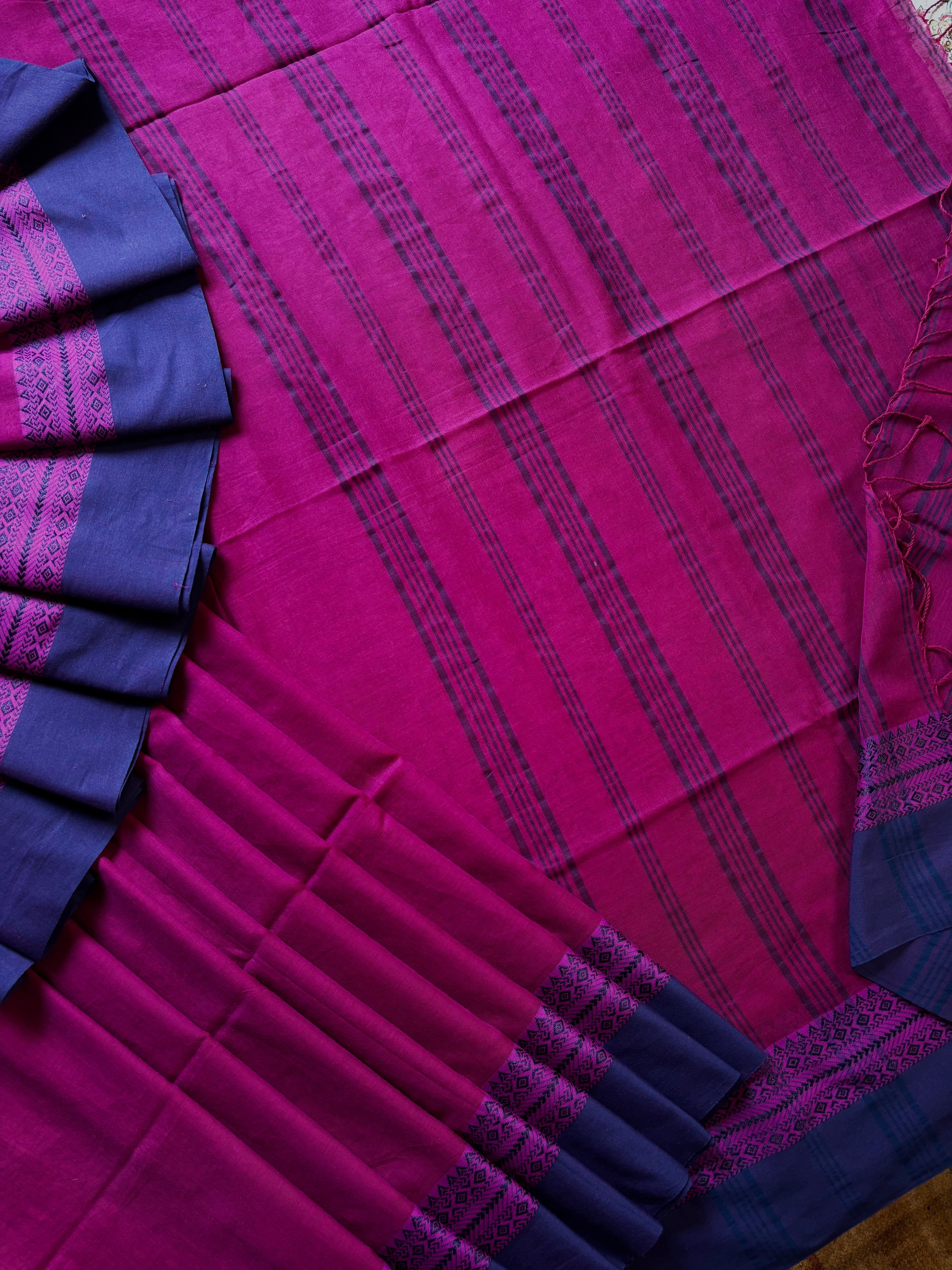 Handwoven Purplish Pink Colour Phulia Cotton Saree