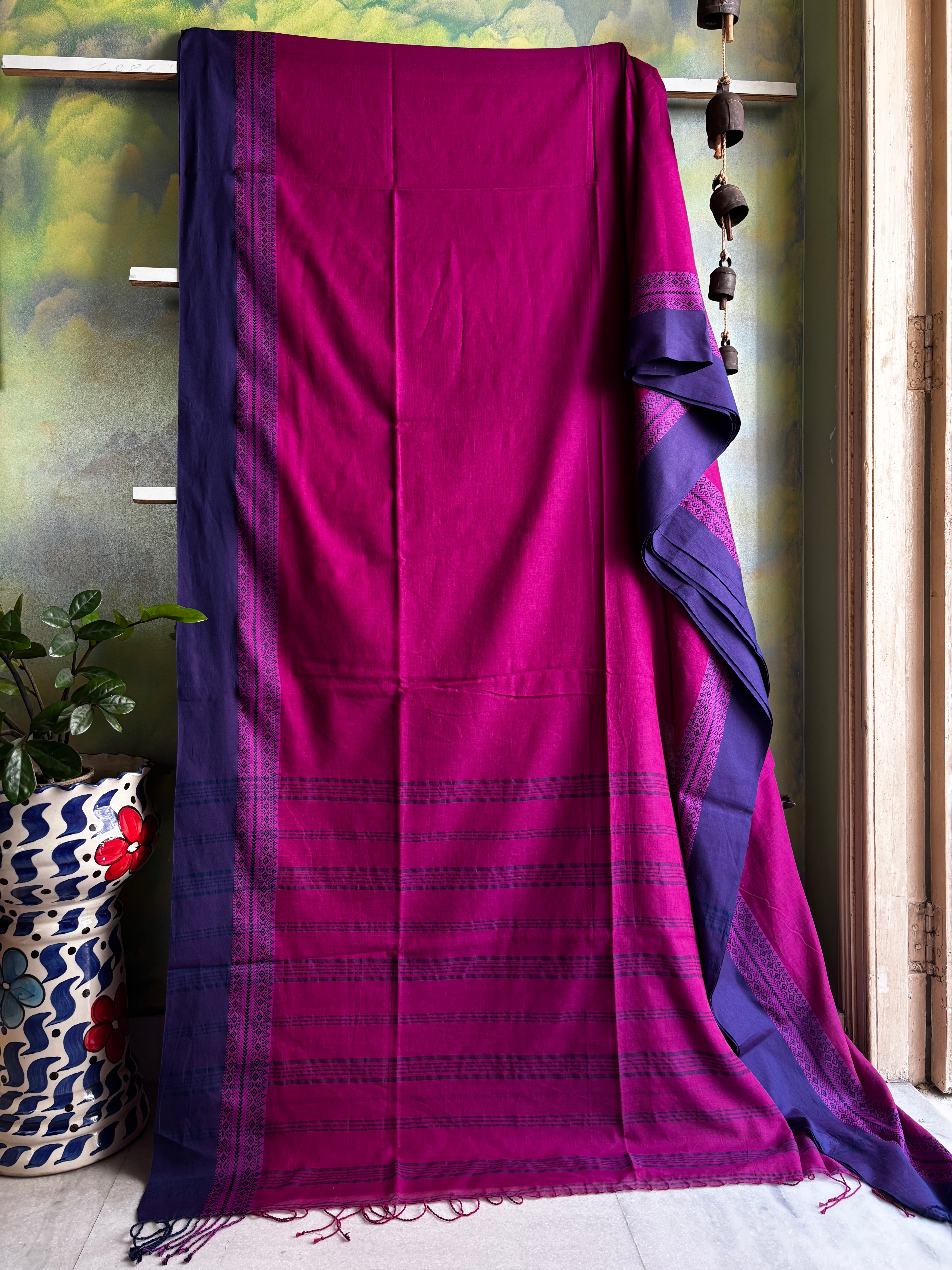 Handwoven Purplish Pink Colour Phulia Cotton Saree