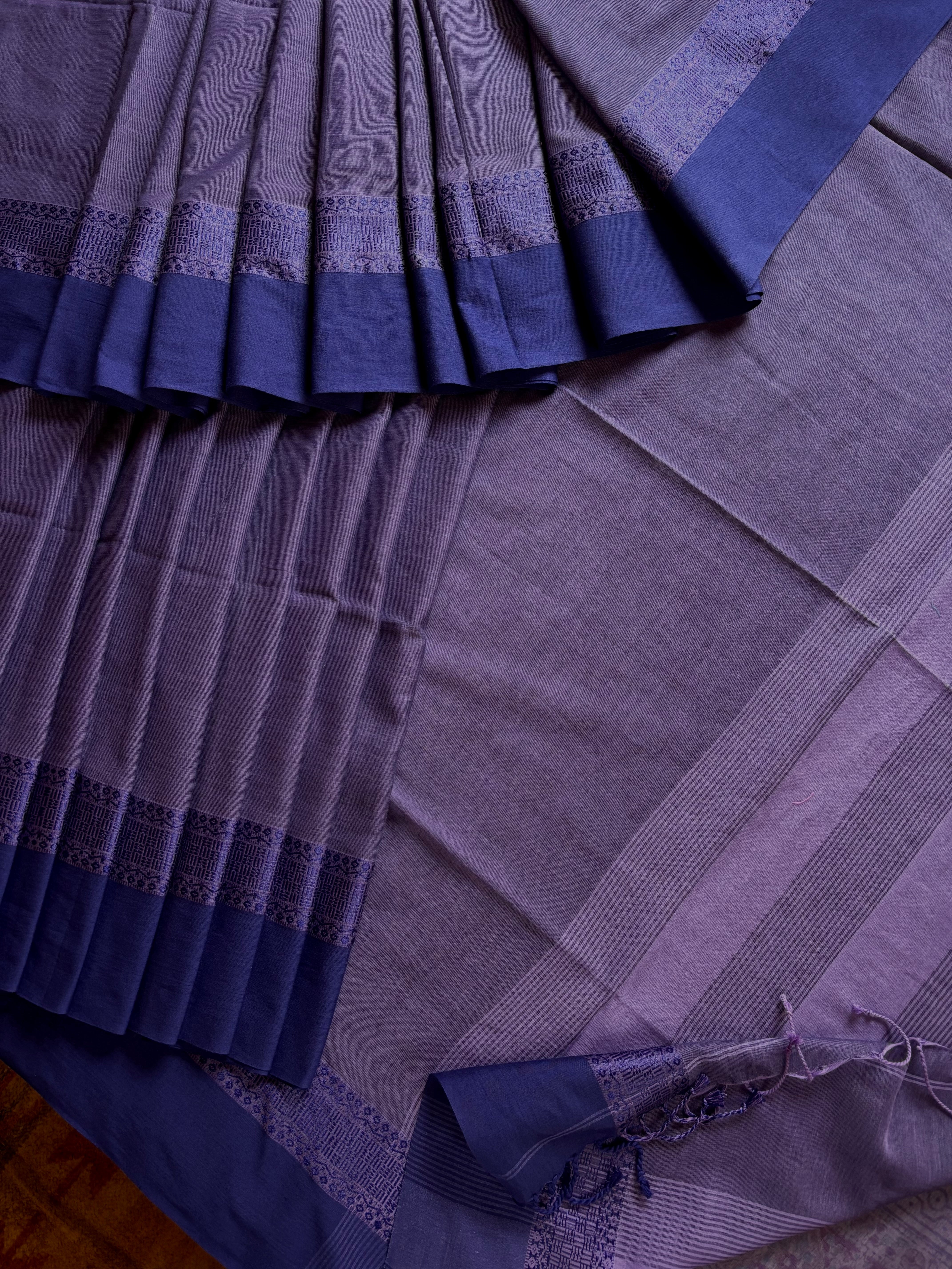 Handwoven Dusty Purple Colour Phulia Cotton Saree
