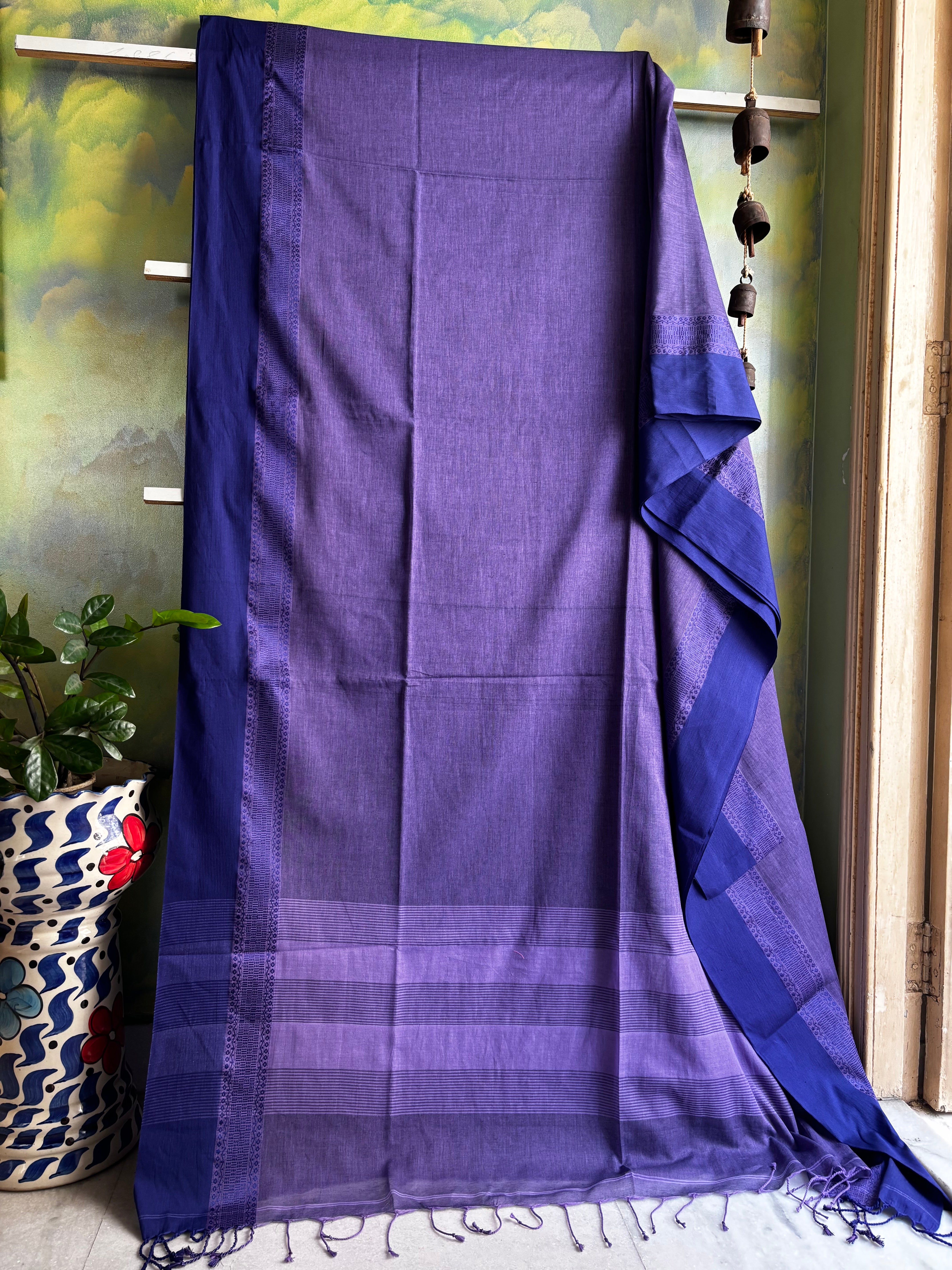 Handwoven Dusty Purple Colour Phulia Cotton Saree
