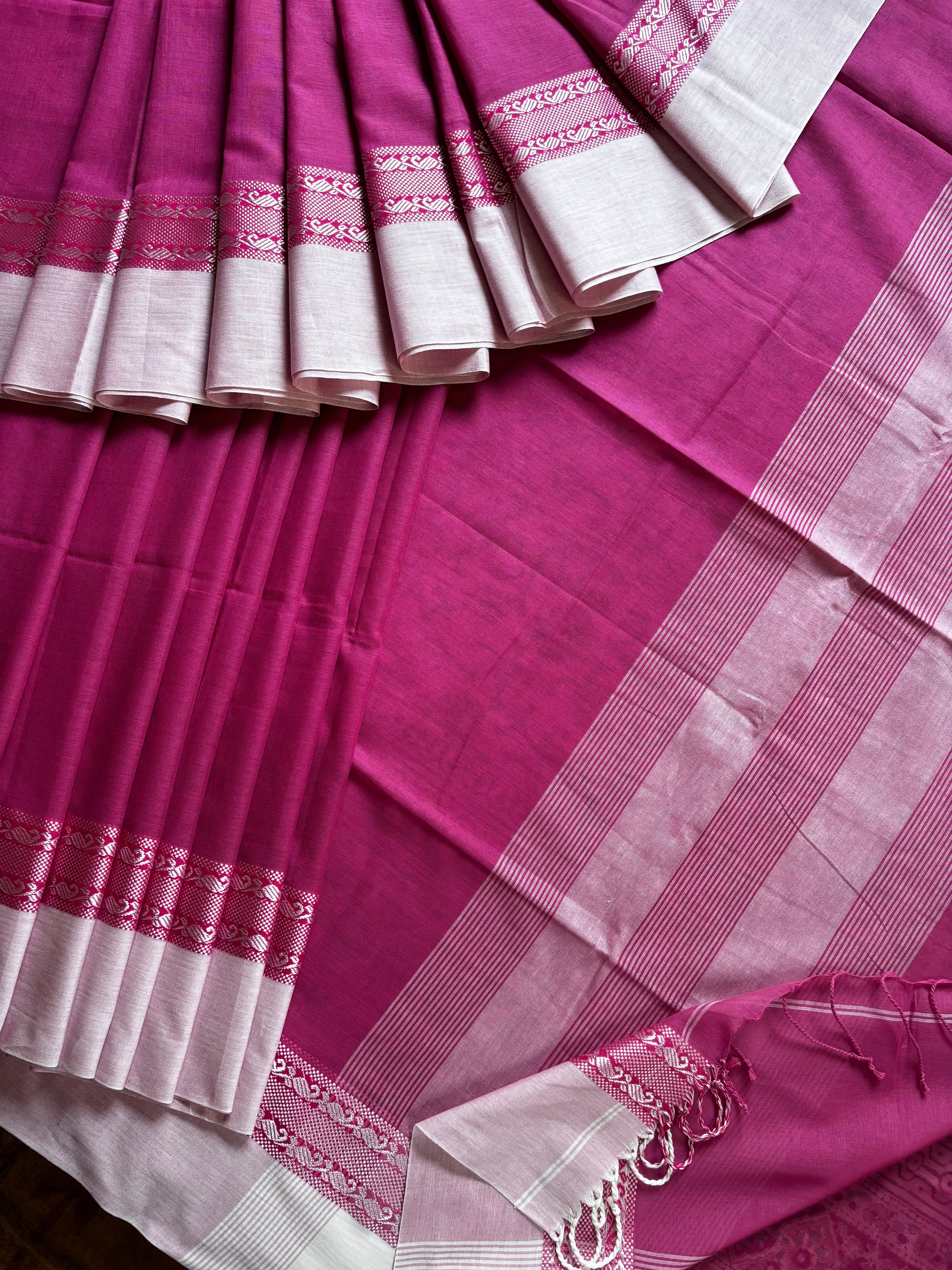 Handwoven Pink Colour Phulia Cotton Saree