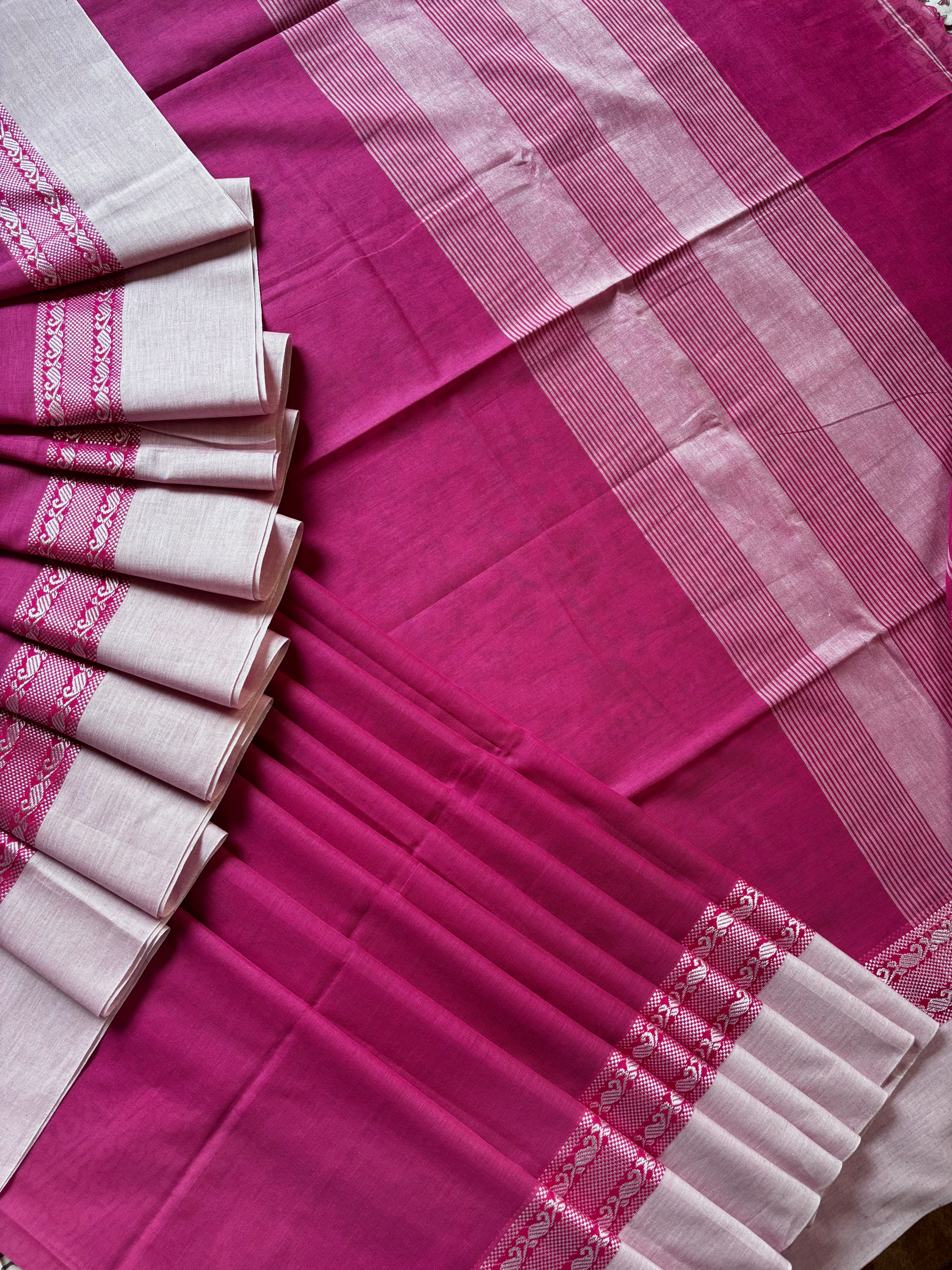 Handwoven Pink Colour Phulia Cotton Saree