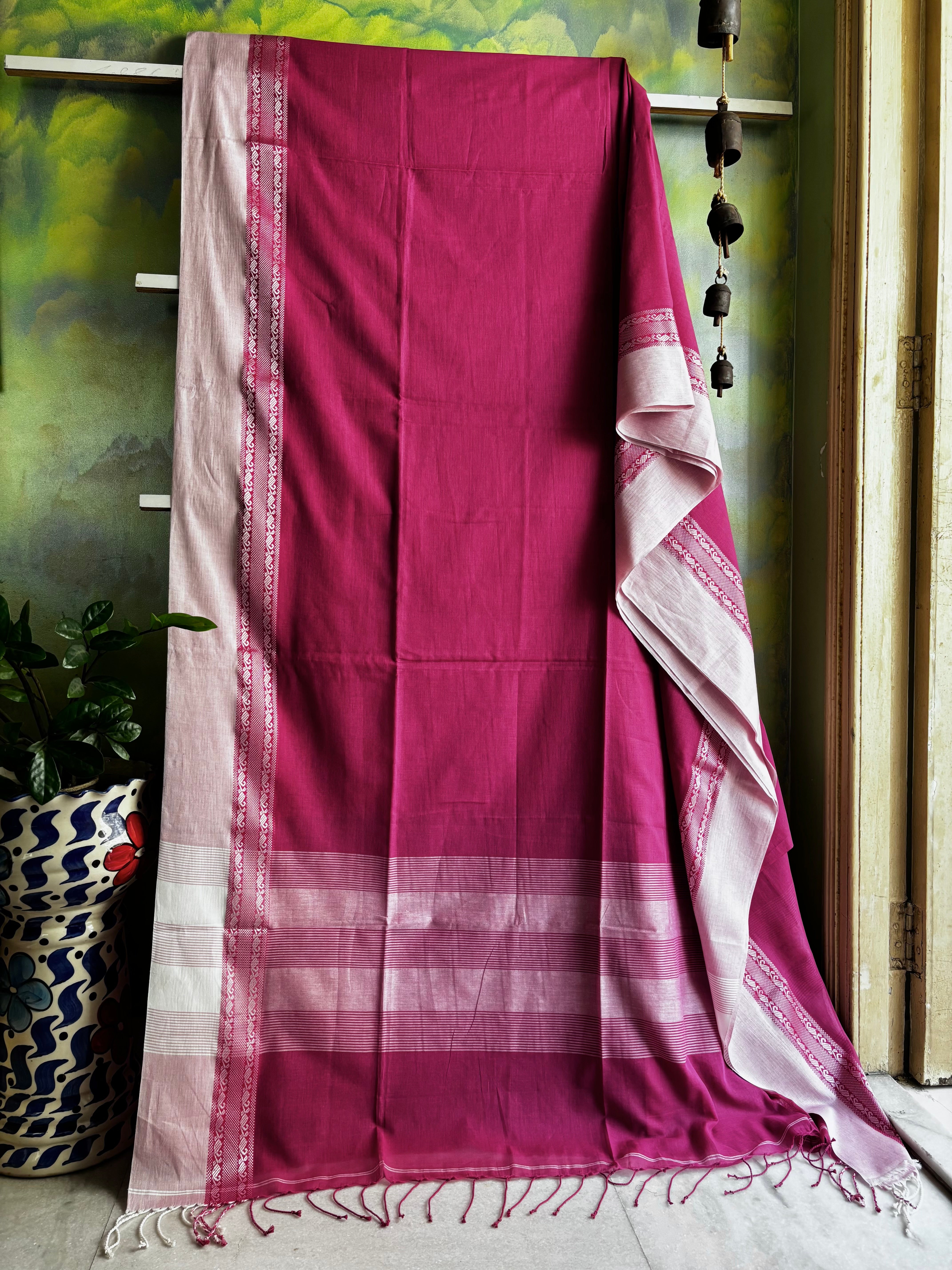 Handwoven Pink Colour Phulia Cotton Saree