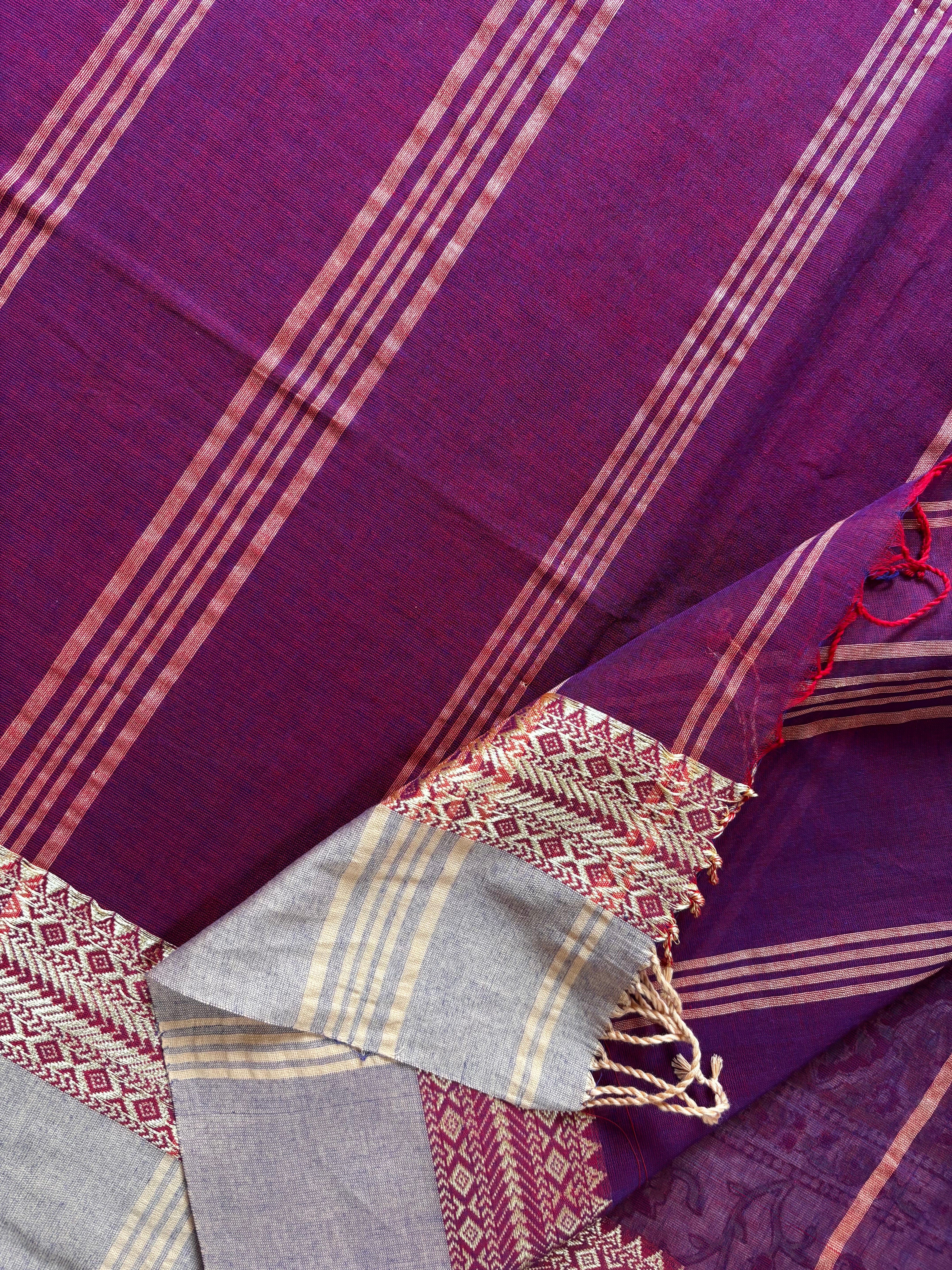 Handwoven Dual Toned Purple Colour Phulia Cotton Saree