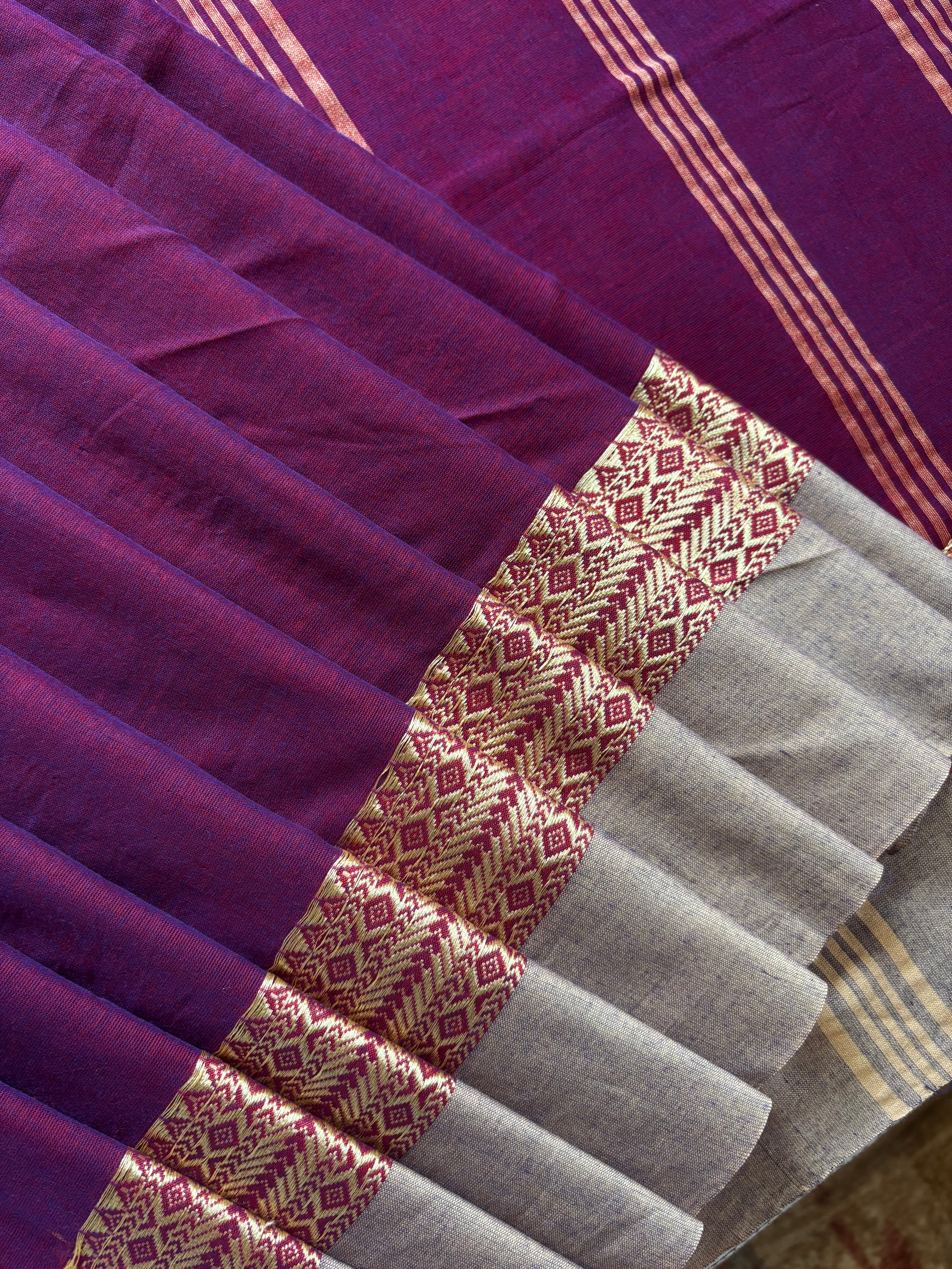 Handwoven Dual Toned Purple Colour Phulia Cotton Saree