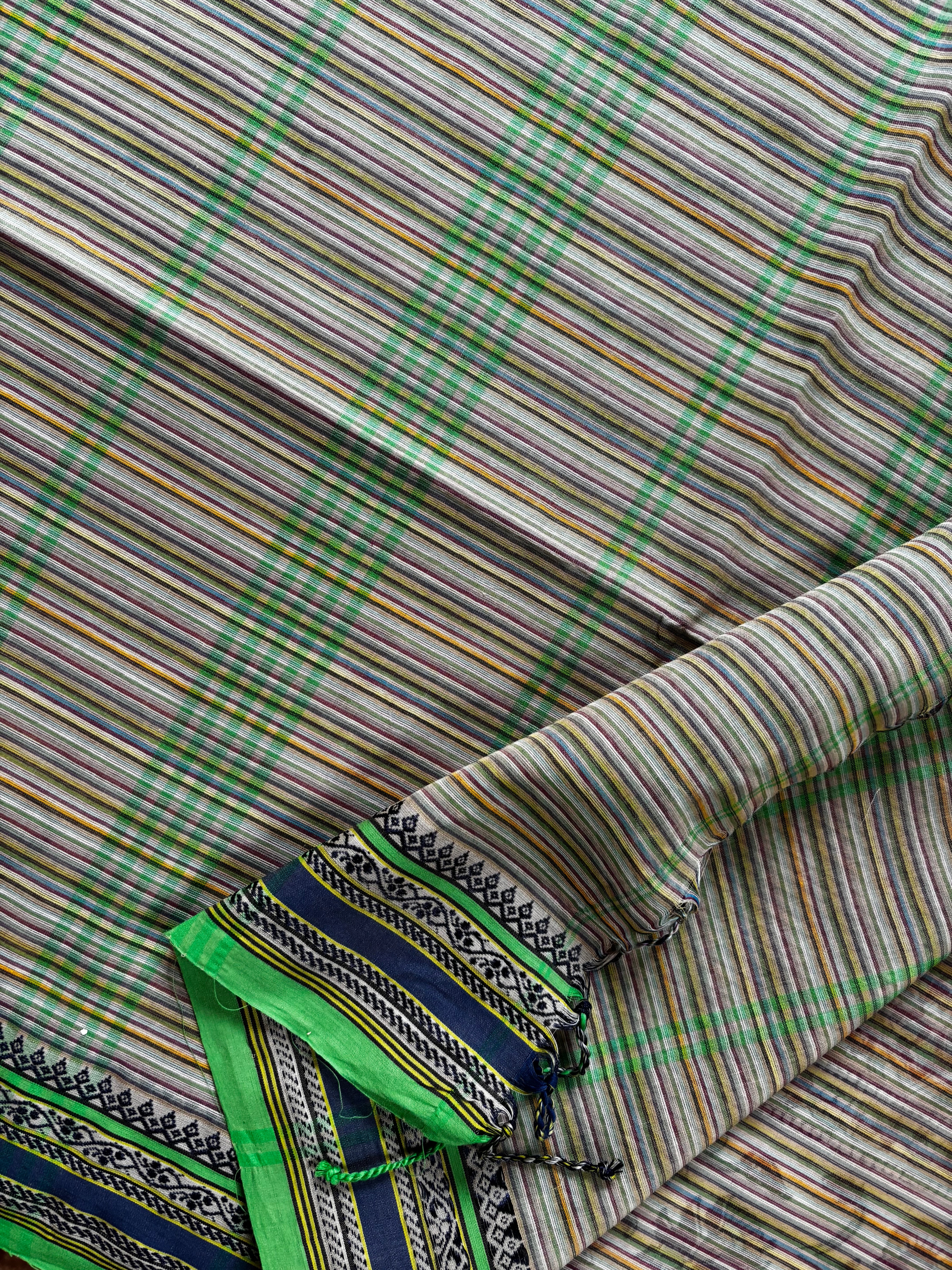 Handwoven Multicolour Striped Phulia Cotton Saree