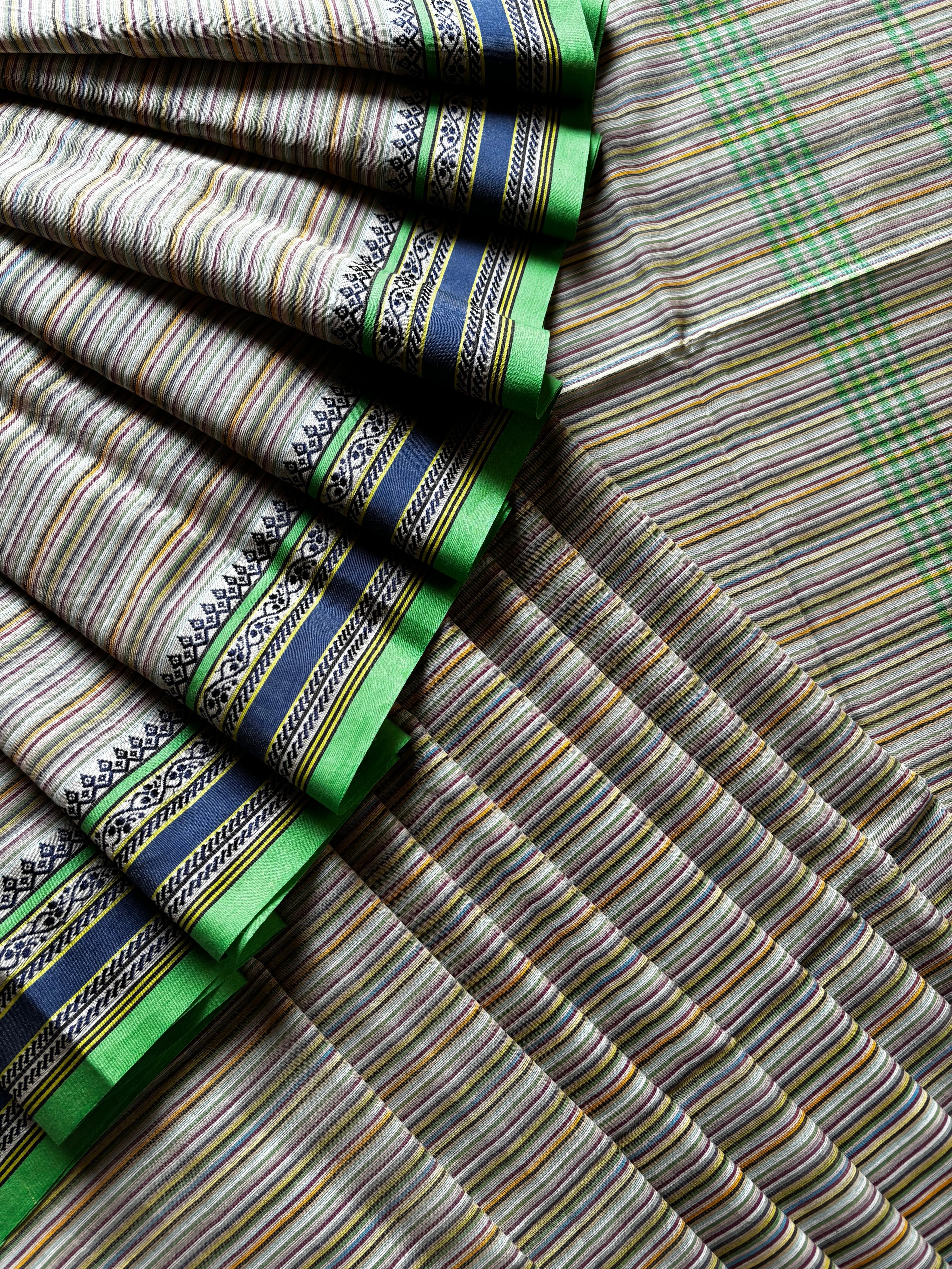 Handwoven Multicolour Striped Phulia Cotton Saree