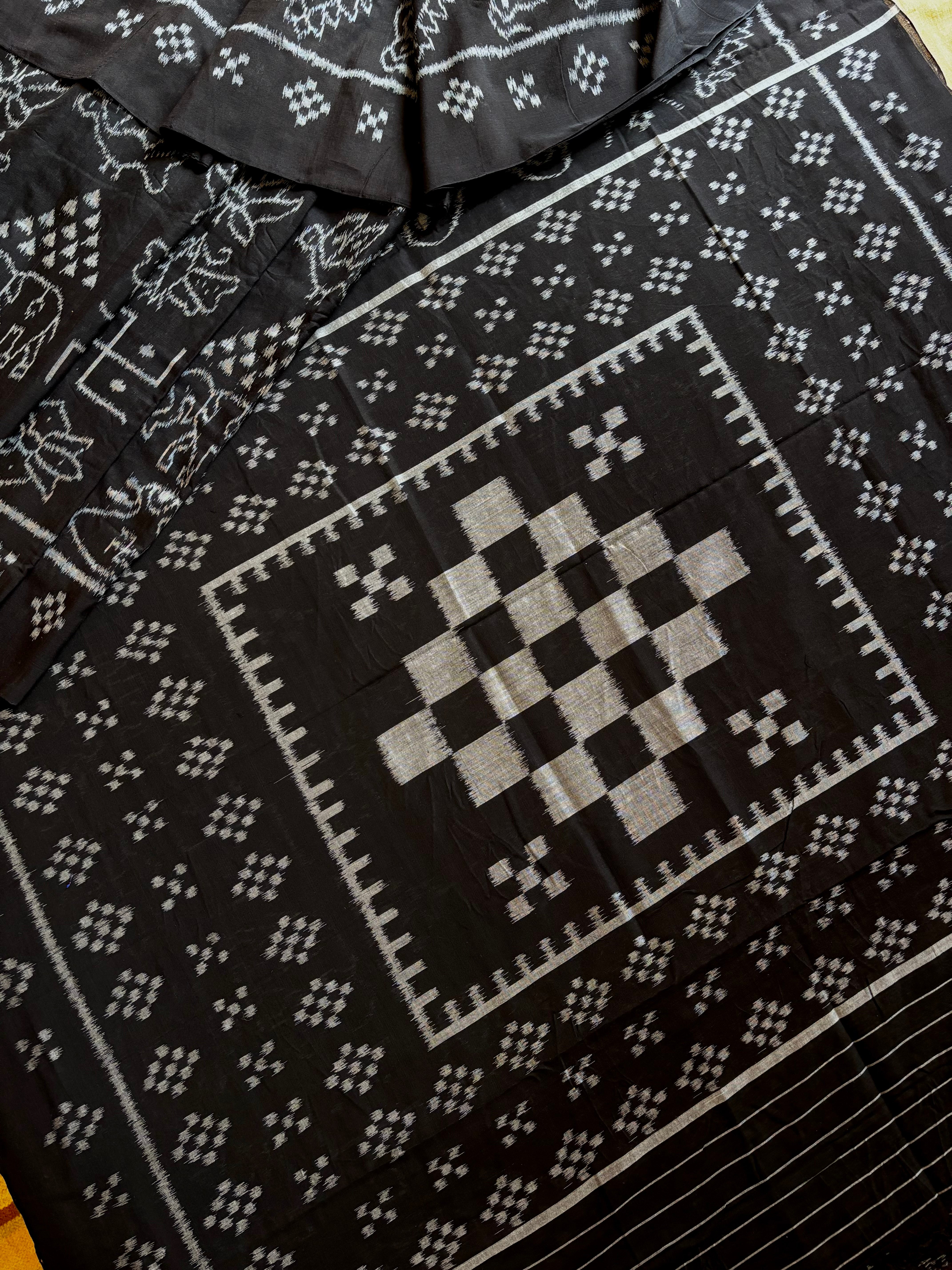 Handwoven Black Nabakothi Odisha Ikkat Cotton Saree