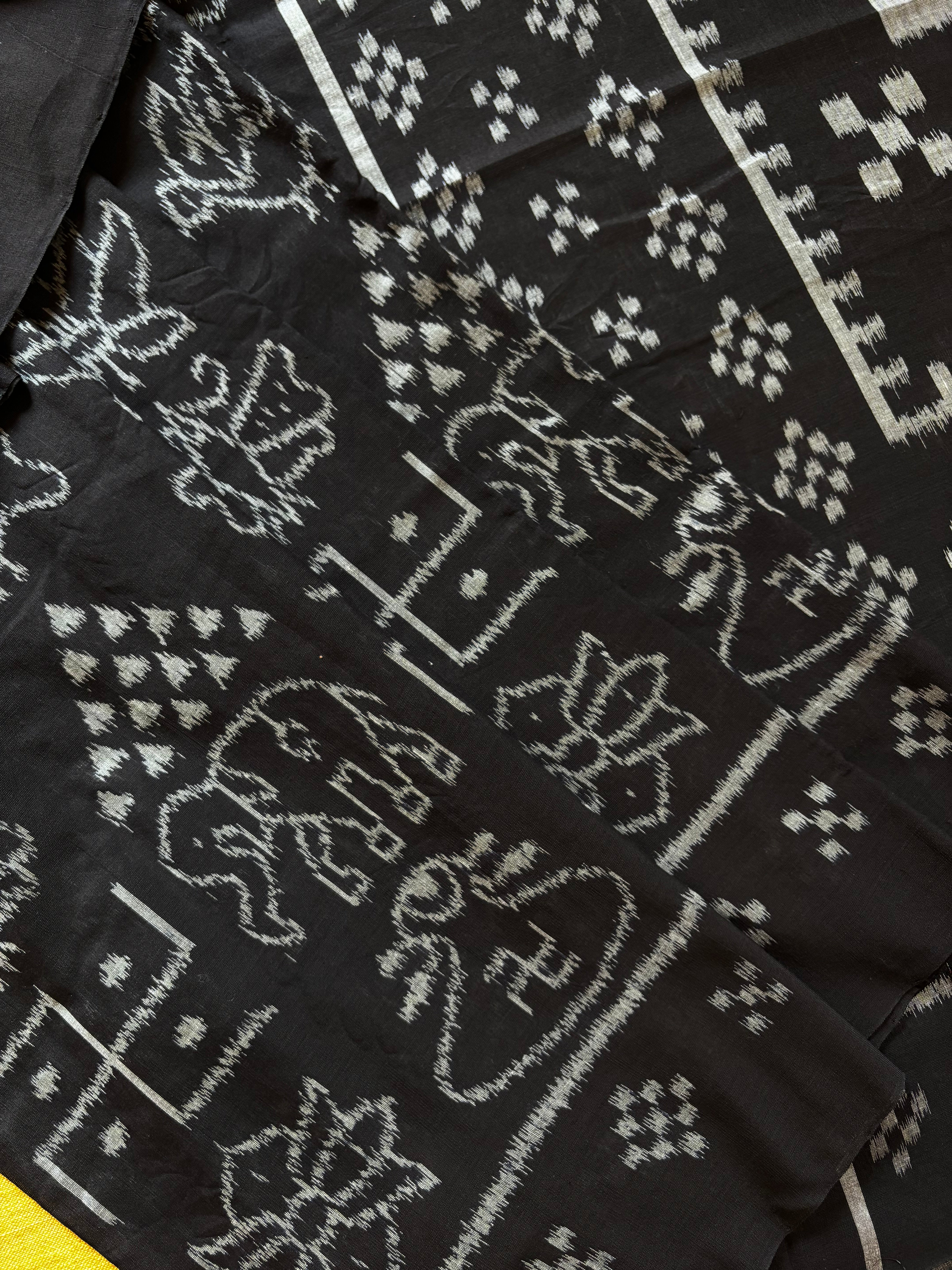 Handwoven Black Nabakothi Odisha Ikkat Cotton Saree