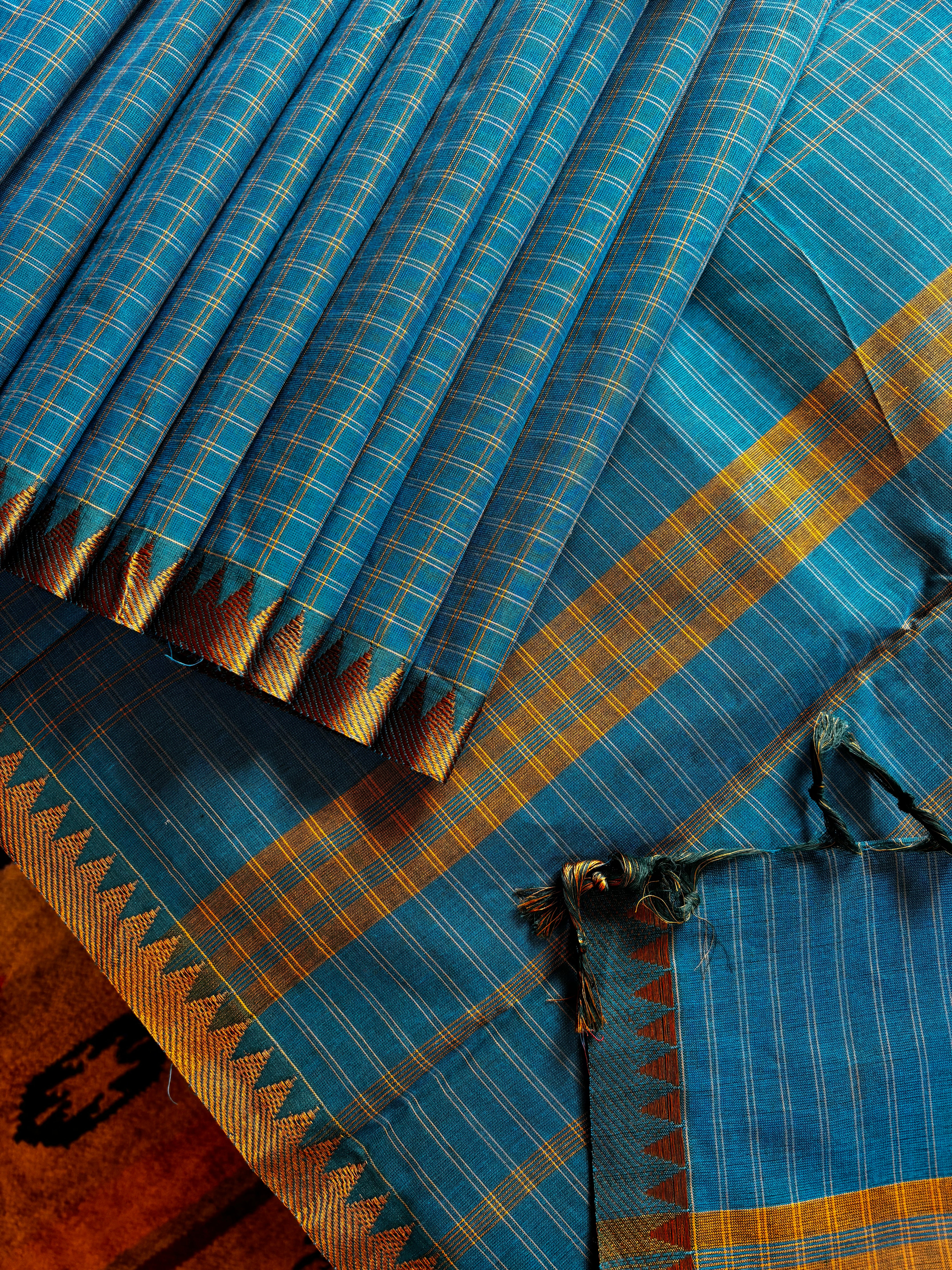 Blue Colour Pure Cotton Kanchi Saree