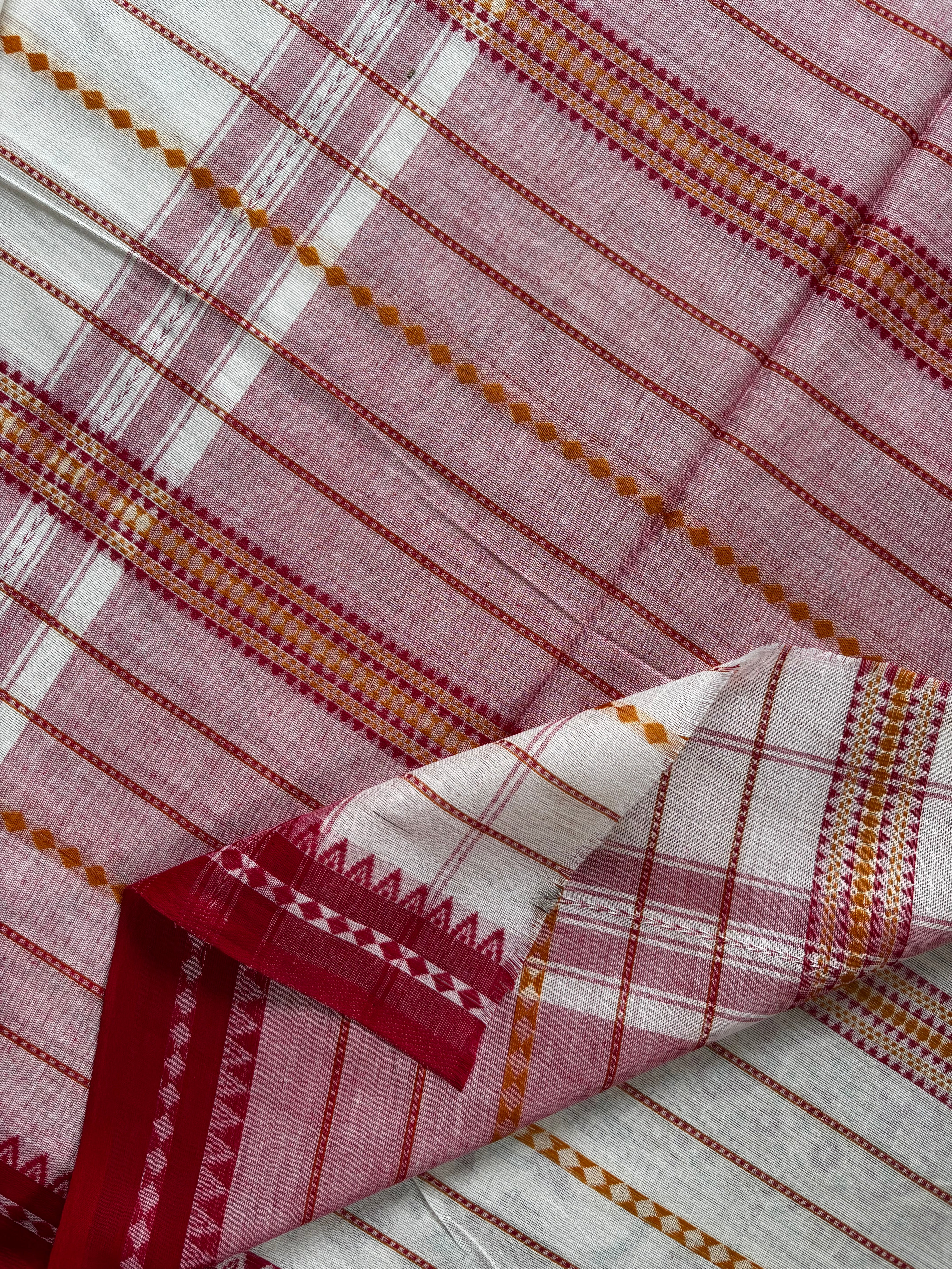 Handwoven Ofwhite Colour Cotton Dhonekhali Saree