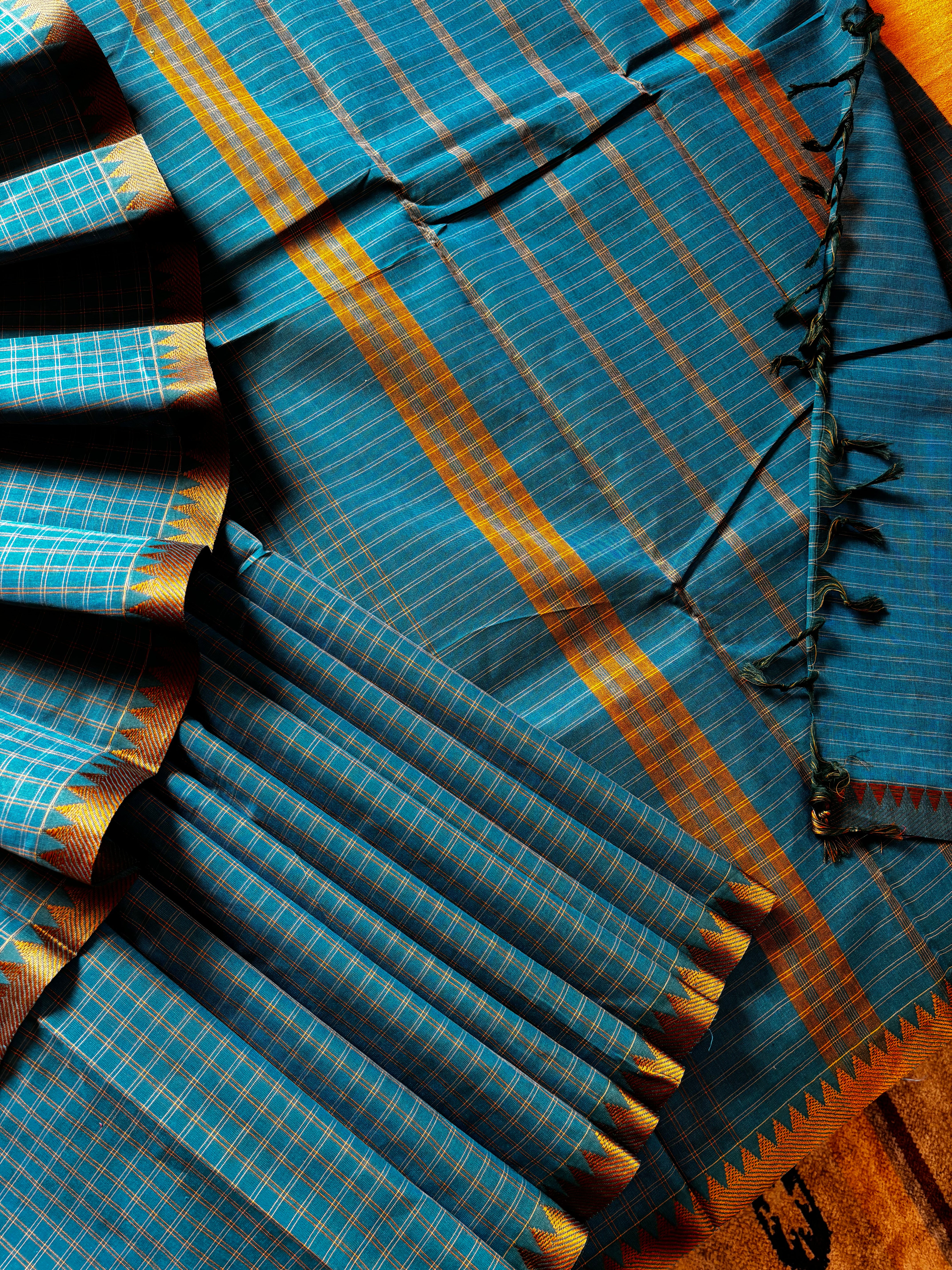 Blue Colour Pure Cotton Kanchi Saree