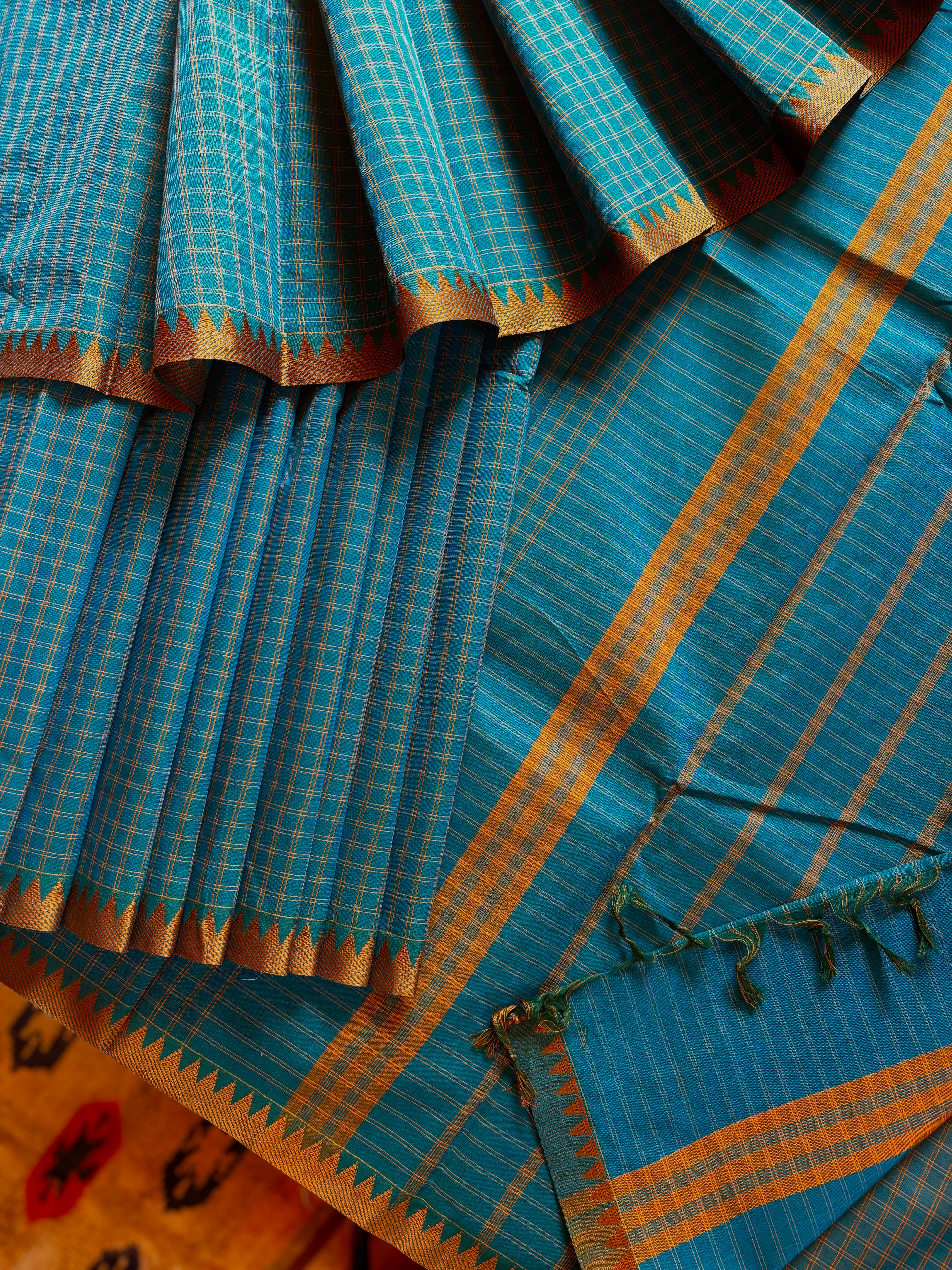 Blue Colour Pure Cotton Kanchi Saree