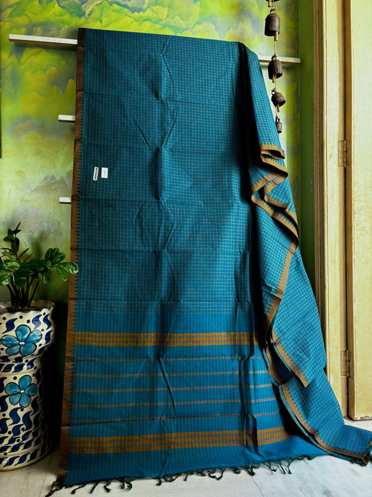 Blue Colour Pure Cotton Kanchi Saree