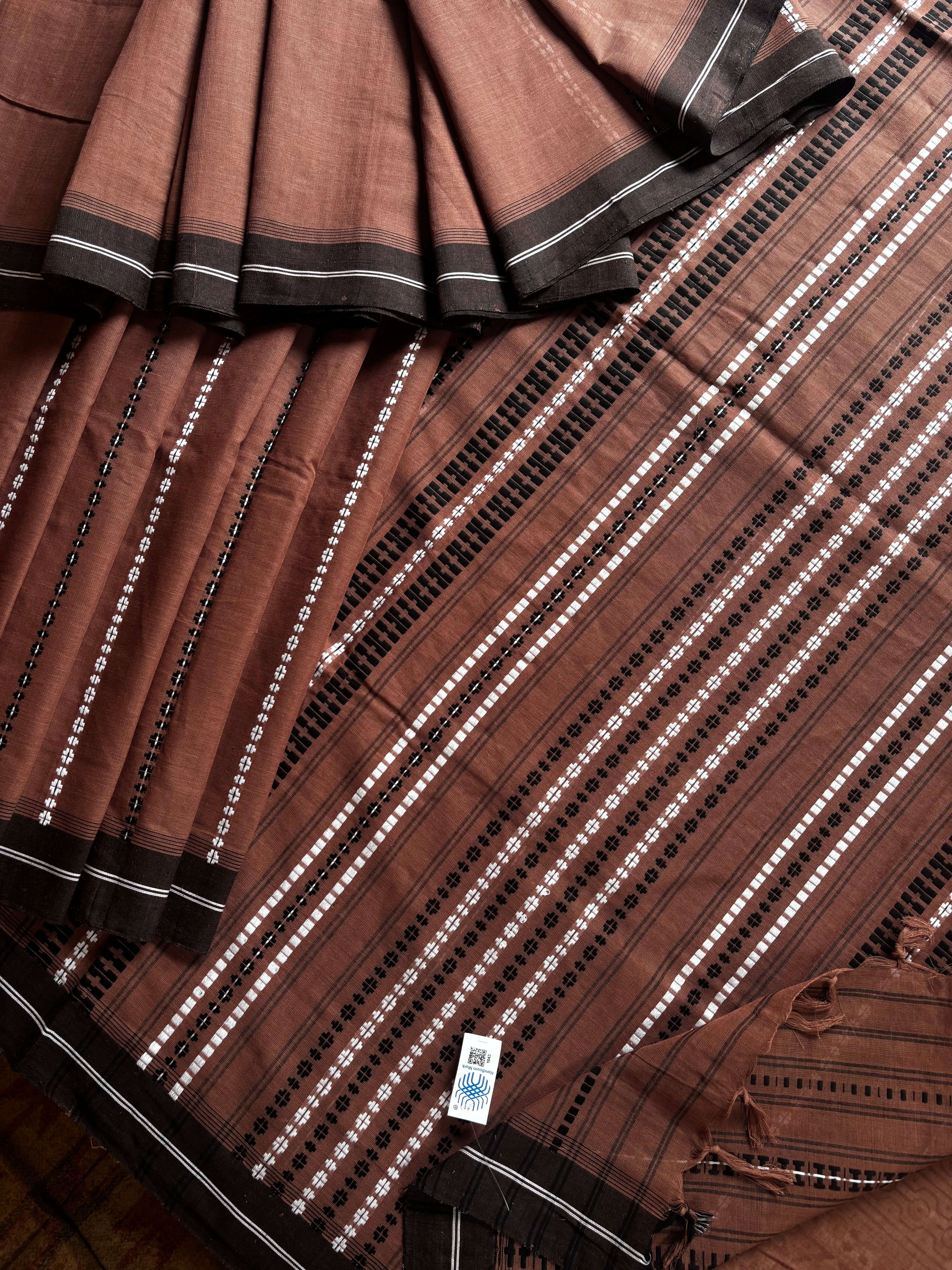 Handwoven Brown Colour Begampuri Cotton Saree